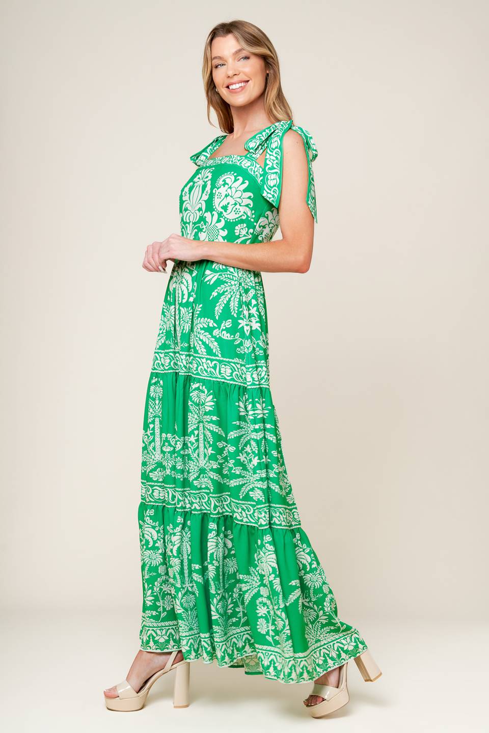 Fauna Maxi Dress in Green - Flowy Boho Summer Dress for Women, Perfect for Beach Vacations, Music Festivals & Casual Outings