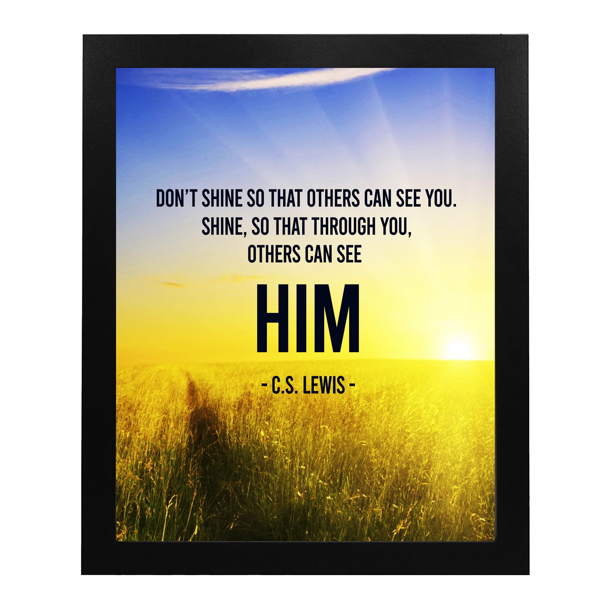 Inspiring C.S. Lewis Christian Wall Art Print - 'Shine So That Others Can See Him' Religious Typography Quote - 8x10