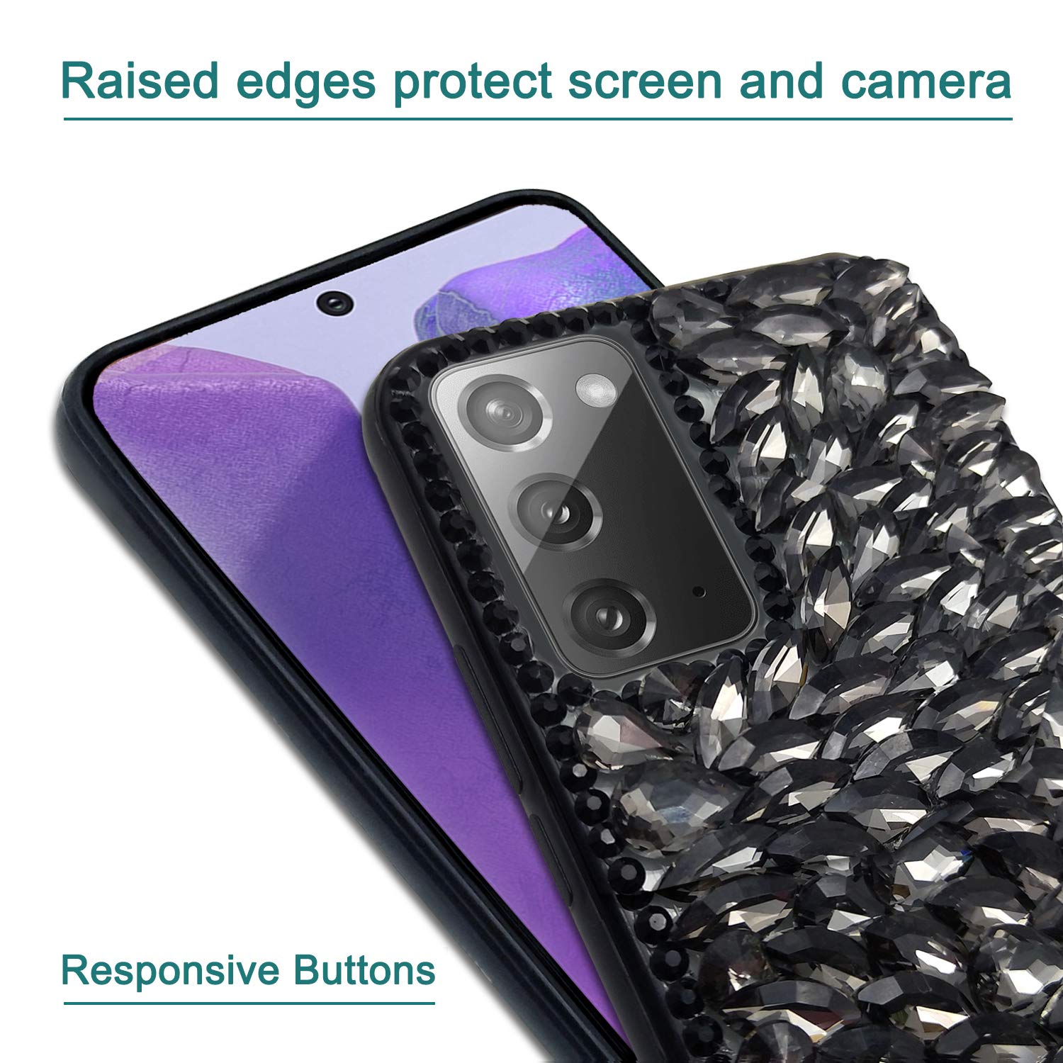 Luxury 3D Glitter Rhinestone Case for Samsung Galaxy Note 20 - Sparkling Diamond Bling Protective Cover with Shiny Crystal Gems | Perfect for Parties, Weddings & Special Occasions