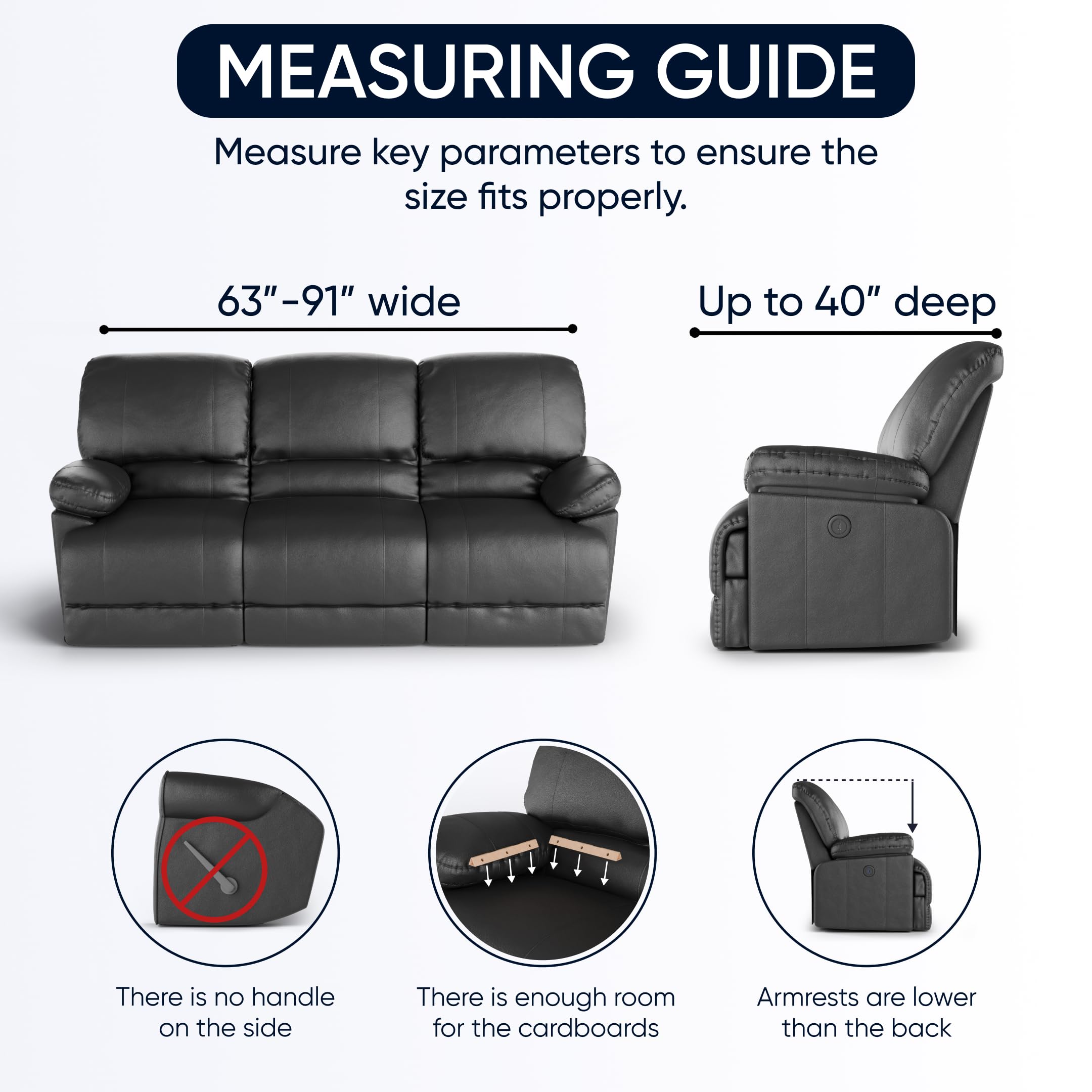 PAULATO BY GA.I.CO. Recliner Sofa Cover - Stretchable 1-Piece Slipcover for Reclining Couches - Soft Polyester Fabric Furniture Protector - Velvet Collection (Ivory) - Perfect for Living Room, Home Theater & Office Use