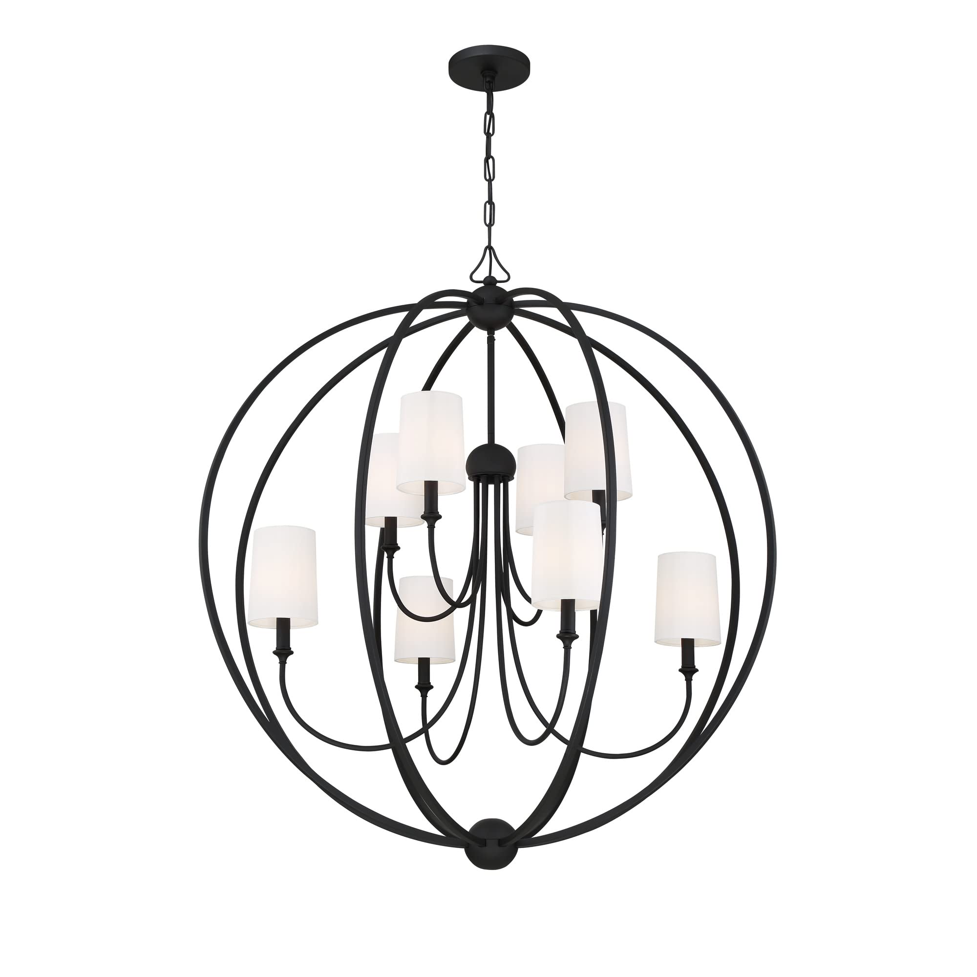 Crystorama Libby Langdon Sylvan 8-Light Polished Nickel Chandelier - Elegant Dining Room Lighting Fixture for Modern Home Decor