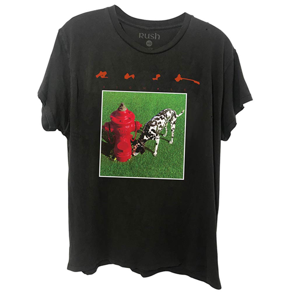 Rush Men's Signals Album Cover Slim-Fit T-Shirt - Black - Classic Rock Band Tee for Concerts & Casual Wear