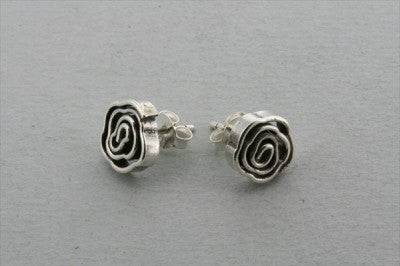 Coiled Rose Earrings in Pure Silver - Elegant Handmade Jewelry for Women, Perfect for Weddings, Parties & Special Occasions