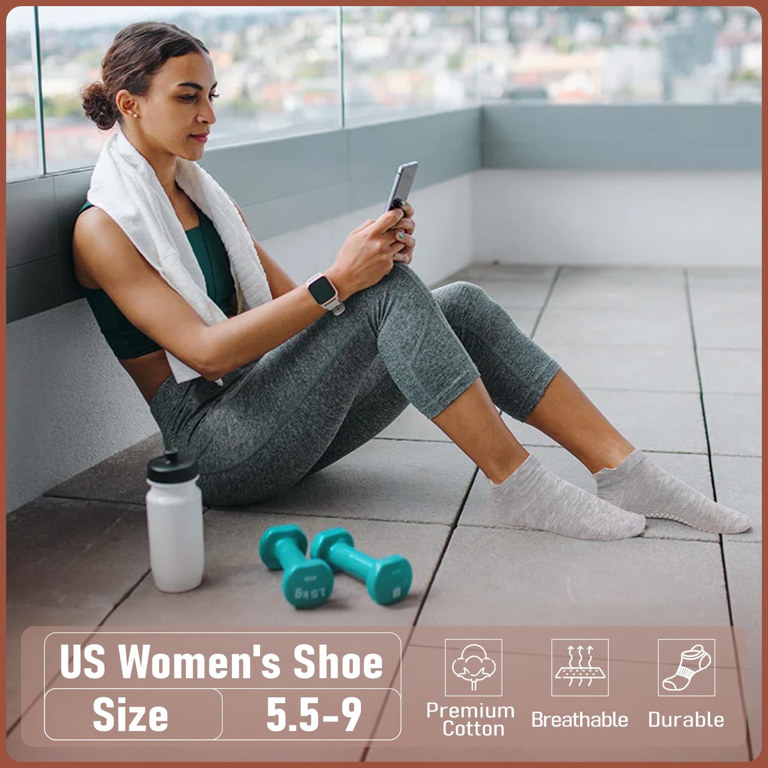 Non-Slip Yoga Socks for Women - 4/6 Pairs Grippy Pilates Socks for Barre & Hospital Use