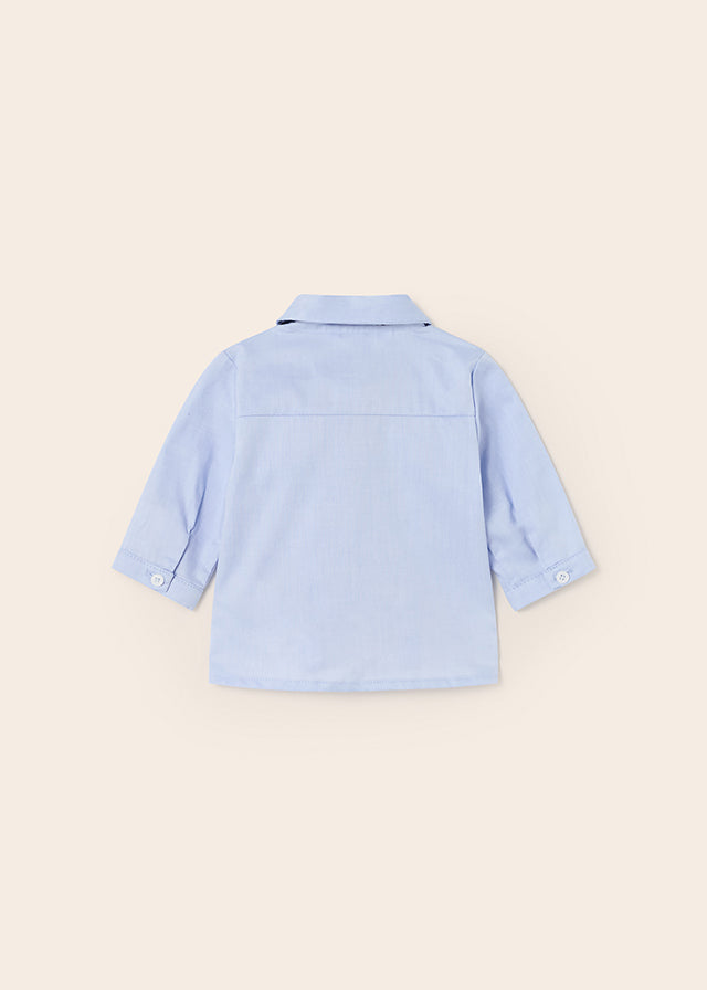 Mayoral Long Sleeve Shirt with Bowtie for Newborn Boys - Light Blue | Baby Baptism, Christening & Formal Occasion Outfit