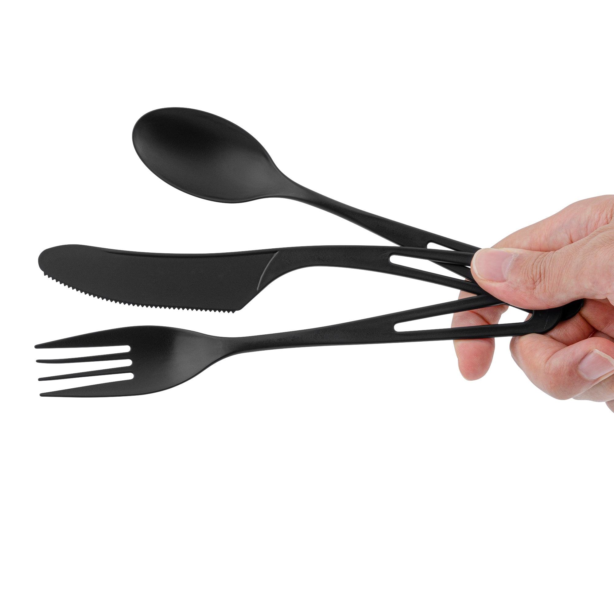 Eco-Friendly Black CPLA Plastic Cutlery Set - 100-Piece Compostable Utensils with Heat-Resistant Wrapper (7.5