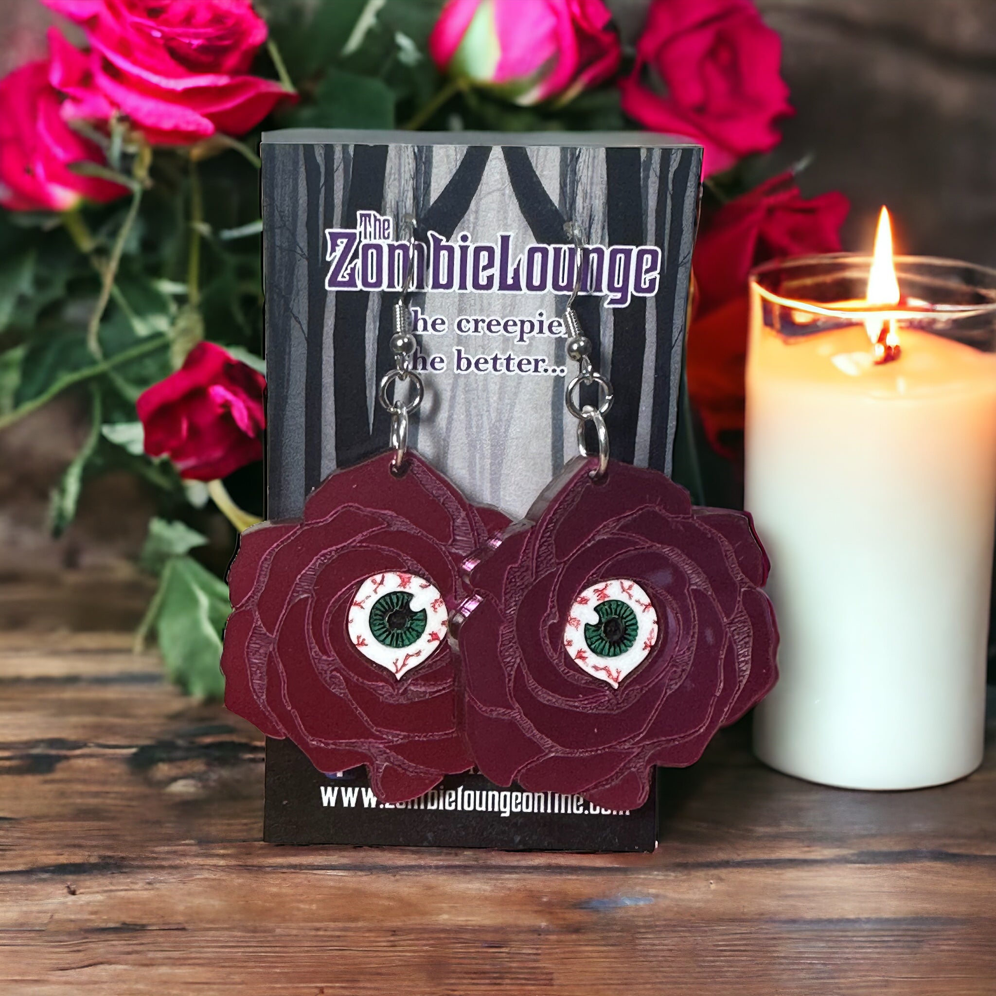 Eyeball Rose Earrings - Unique Gothic Jewelry for Women | Perfect for Halloween, Cosplay & Alternative Fashion