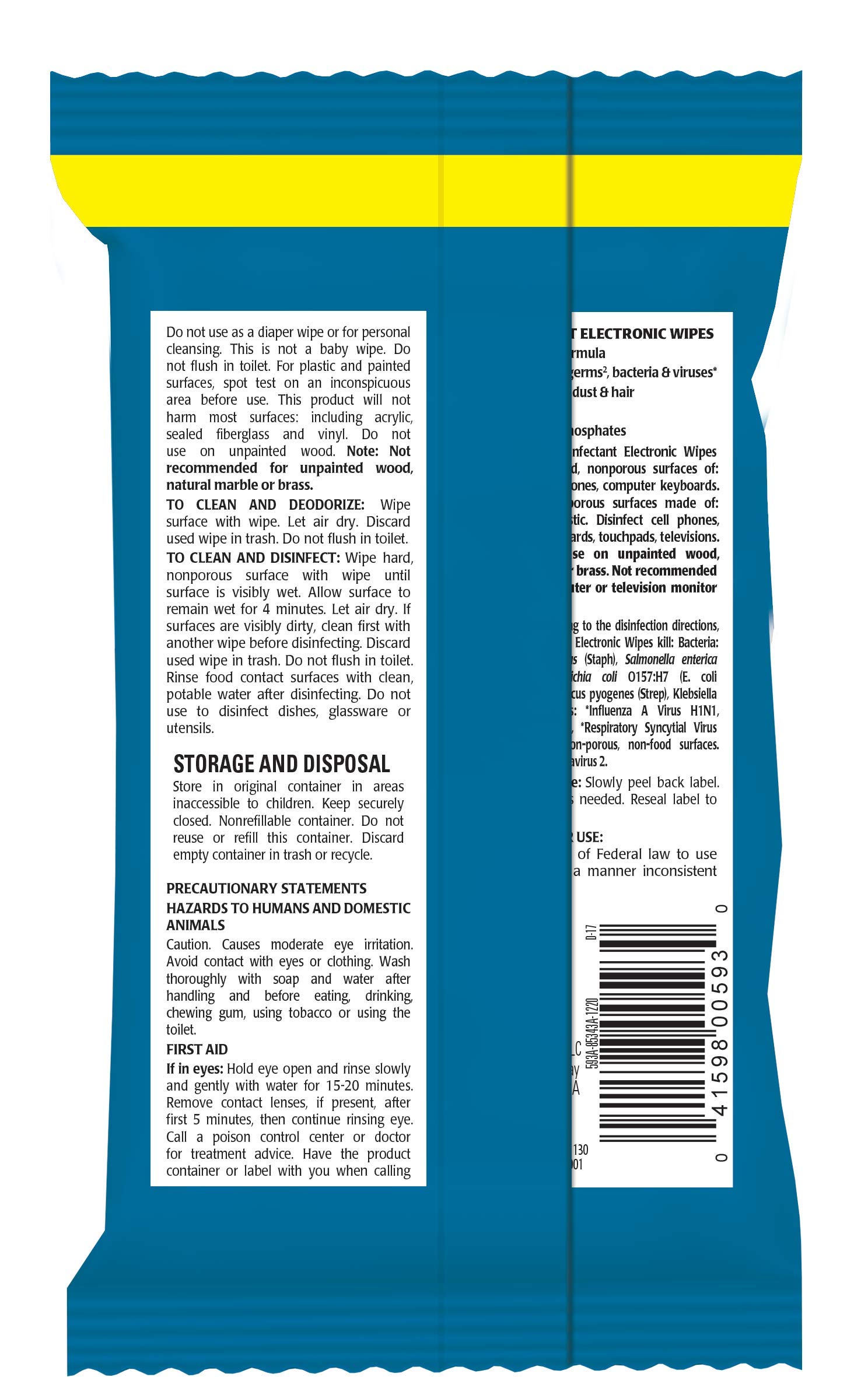 Weiman Disinfecting Electronic Wipes - Safe Cleaning for Screens, Laptops, Computers, TVs & Electronics | Antibacterial Tech Cleaning Wipes for Home, Office & School Use