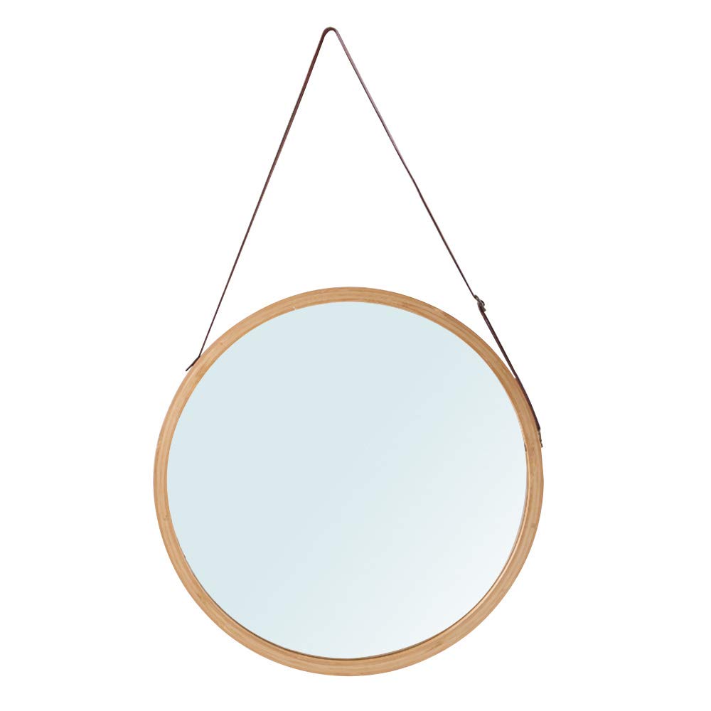 Round Wall Mounted Vanity Mirror - HD Wooden Bathroom Mirror with Adjustable Tilt for Makeup & Shaving | Perfect for Modern Bathrooms & Bedrooms