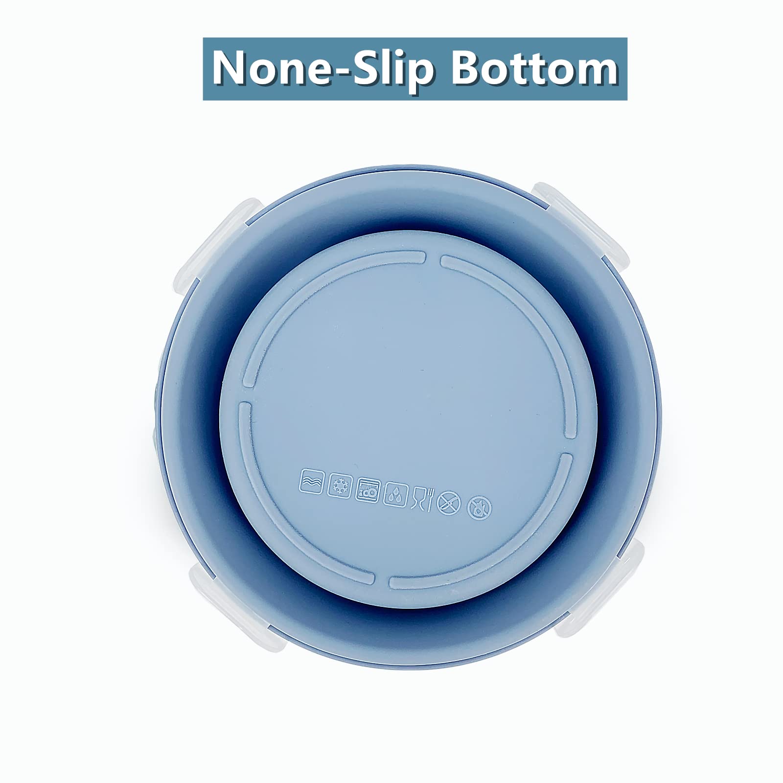 3pc Collapsible Silicone Bowls with Lids - Microwave Safe for Meal Prep, Camping & Travel - Blue