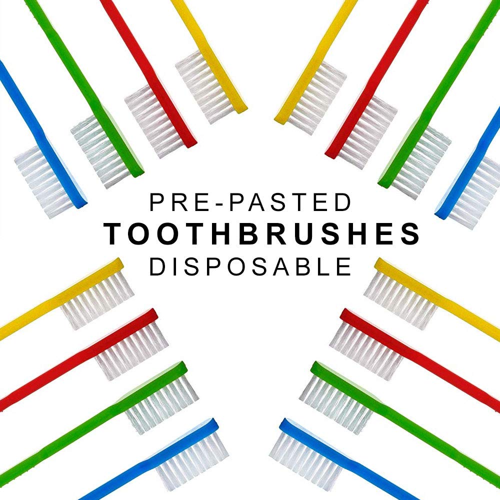 Bulk Disposable Toothbrushes with Built-in Toothpaste | Mint Flavor | 720 Pack | Made in USA | Perfect for Travel, Hotels, and Emergency Kits