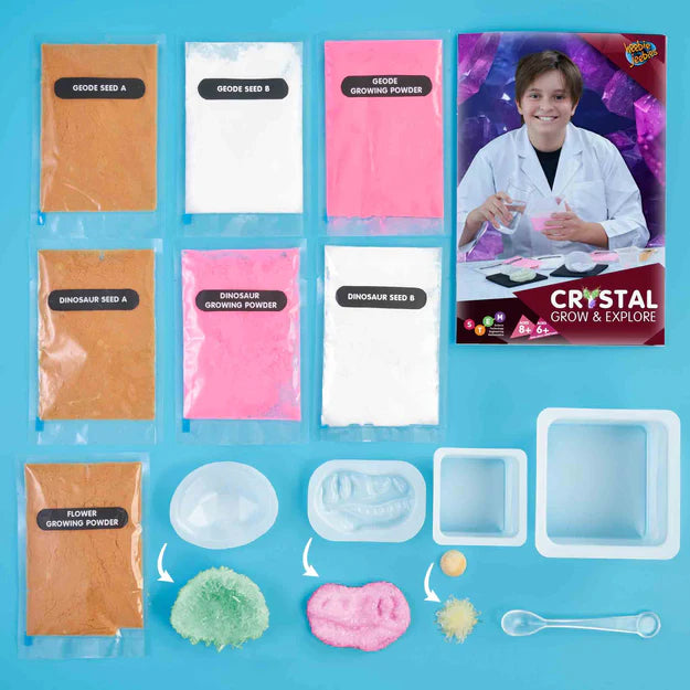 Crystal Grow & Explore Kit - Science Experiment for Kids, Grow Your Own Crystals at Home - Perfect for STEM Learning, Educational Gifts & Classroom Activities