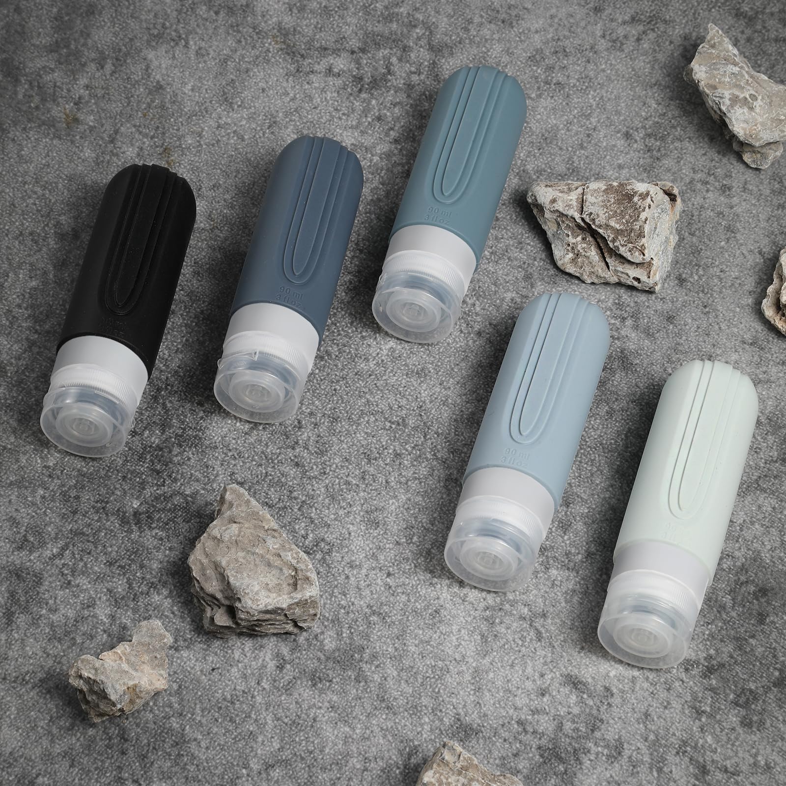 5 Pack TSA Approved Travel Bottles for Toiletries - 3oz Leak Proof Refillable Containers for Shampoo & Conditioner, BPA Free Travel Accessories with Toiletry Bag - Perfect for Airplane Carry-On, Gym, Camping & Vacation Essentials