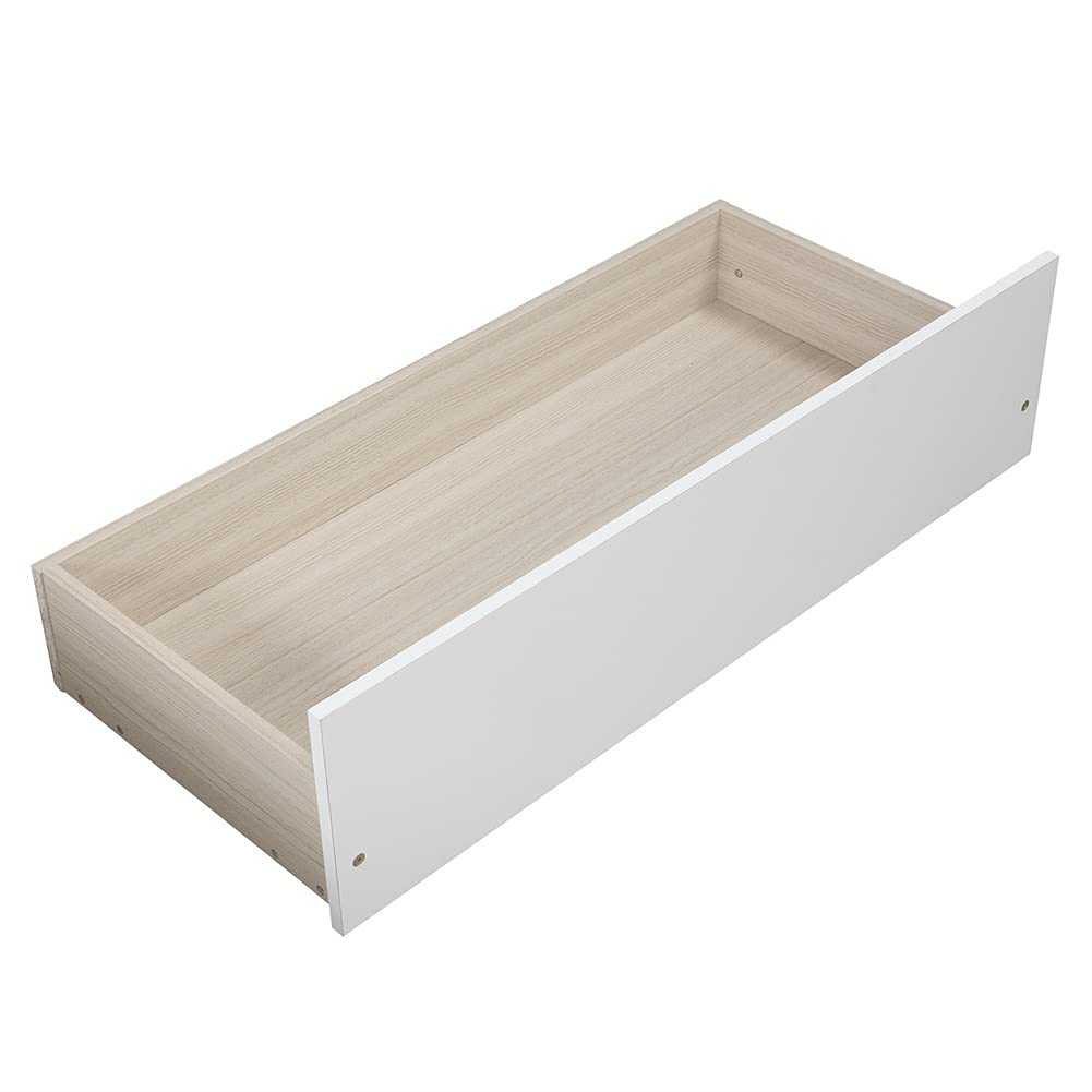 Twin Size Platform Bed Frame with 2 Drawers, Wooden Headboard & Footboard - Space Saving Design, White | Perfect for Small Bedrooms, Kids Rooms & Studio Apartments