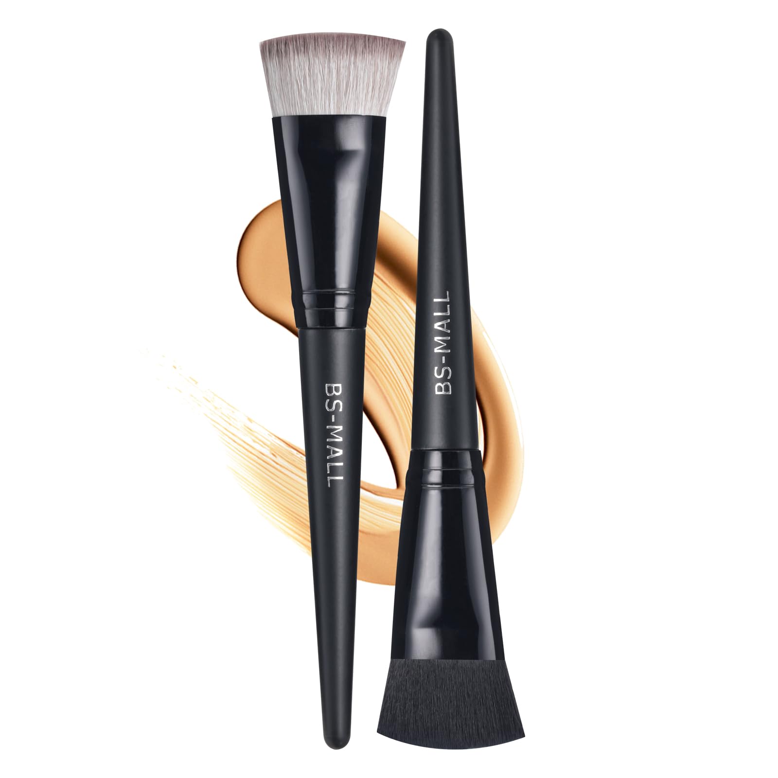 BS-MALL Professional Foundation Makeup Brush Set - 2 Pack Soft Synthetic Kabuki Brushes for Flawless Liquid & Powder Application | Home, Travel & On-the-Go Makeup Kit Essentials