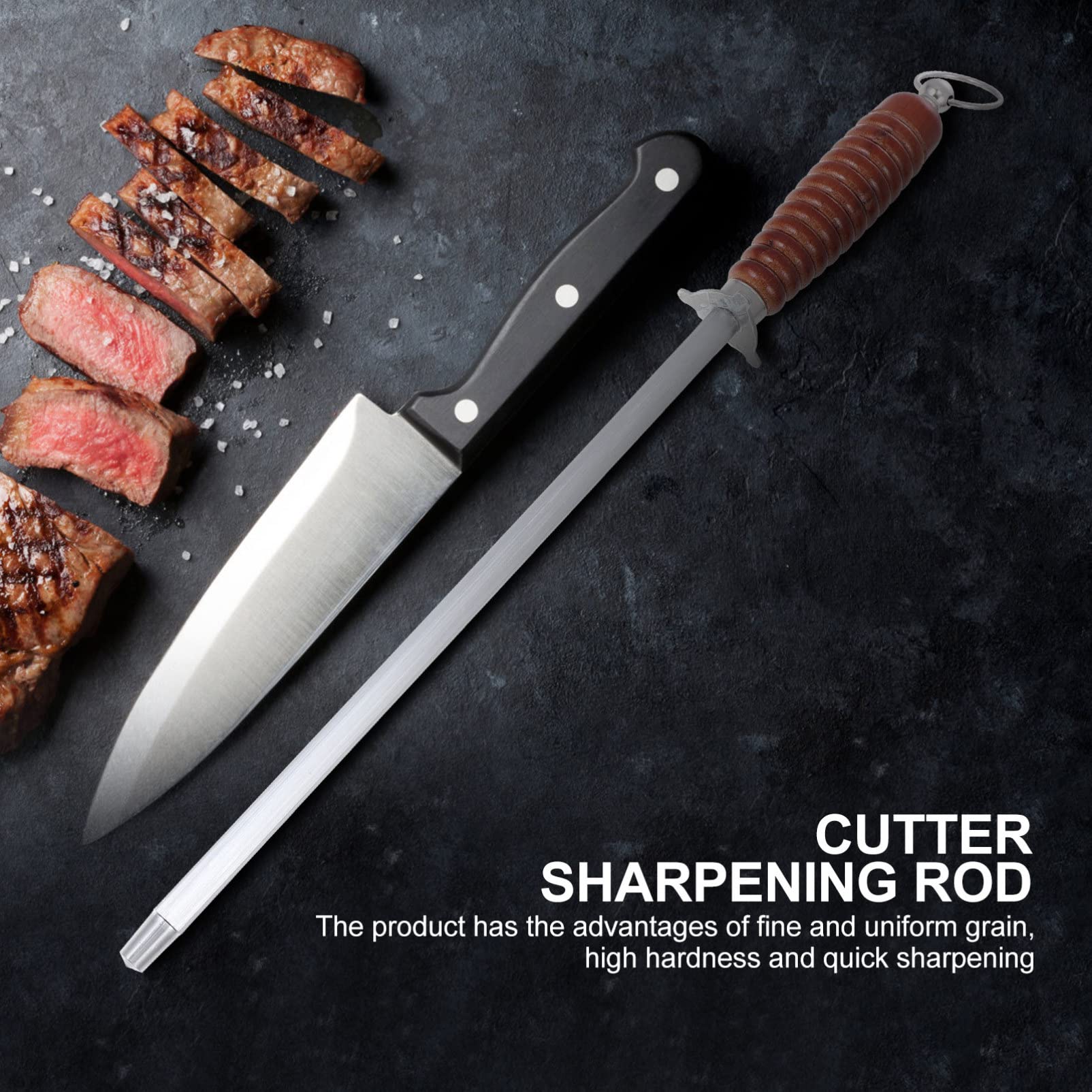 Professional Kitchen Knife Sharpening Rod - Hemoton High-Carbon Steel Honing Rod for Chefs & Home Cooks - Perfect for Sharpening Kitchen Knives, Scissors & Tools - Ideal for Home Kitchens, Restaurants & Culinary Use