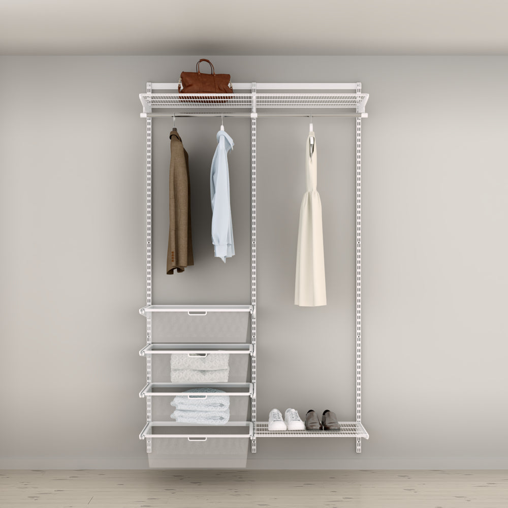 Elfa Basic Wardrobe 2 - 47 Inch Closet Organizer System with Shelves & Hanging Rod - $571.38 - Perfect for Bedroom, Walk-in Closet & Home Storage Organization