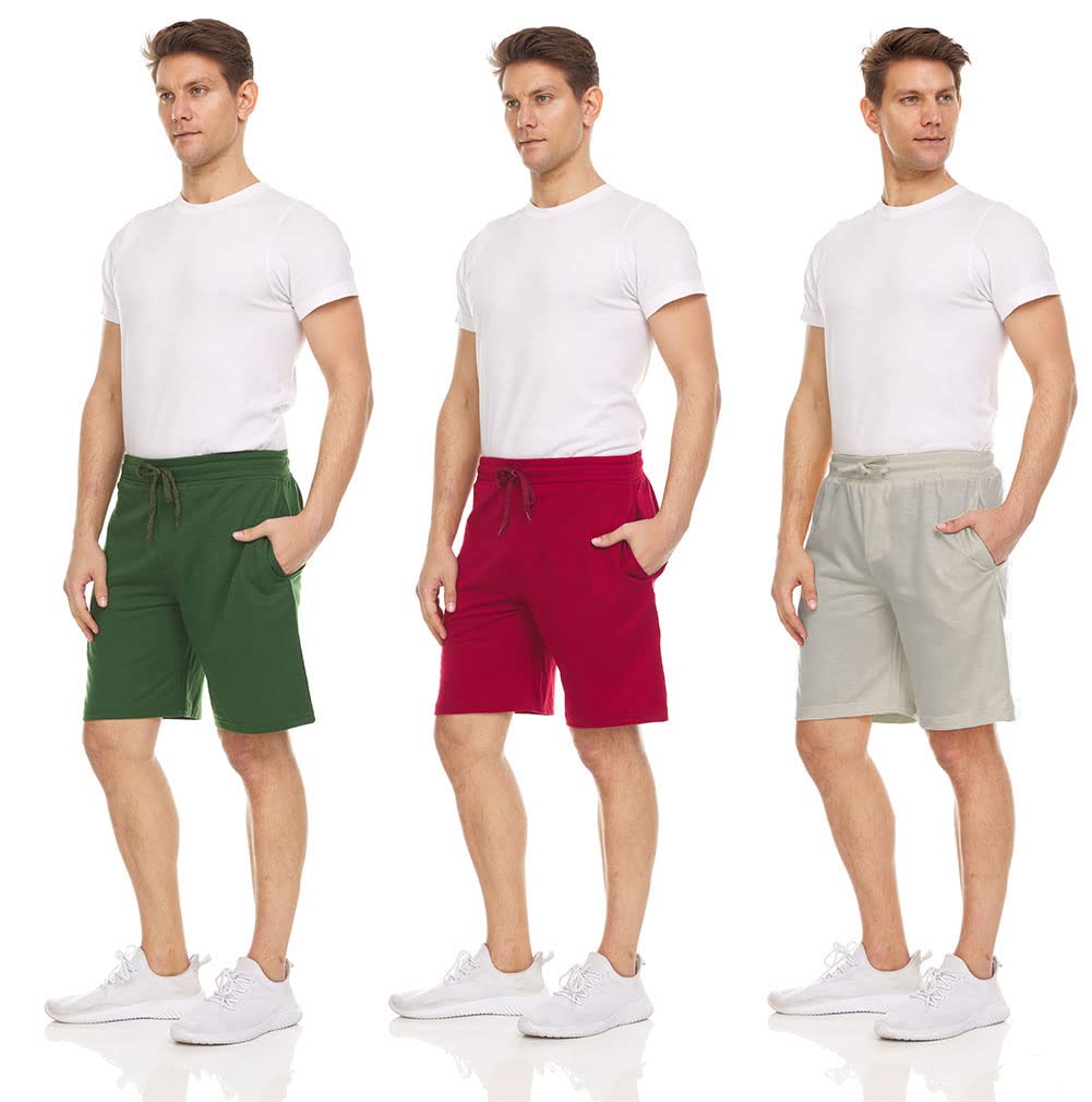 3-Pack Premium Men’s Fleece Sleep Shorts with Pockets - Soft Athletic Lounge Shorts for Gym, Workouts, Running & Home Relaxation - Breathable Comfort Wear for Sports & Casual Use