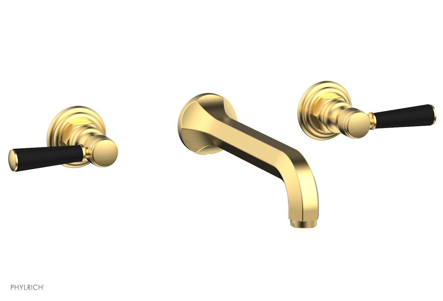 HEX TRADITIONAL Wall Tub Faucet Set with Satin Black Lever Handles - 500 57 Series - Perfect for Bathroom Renovation & Modern Home Decor