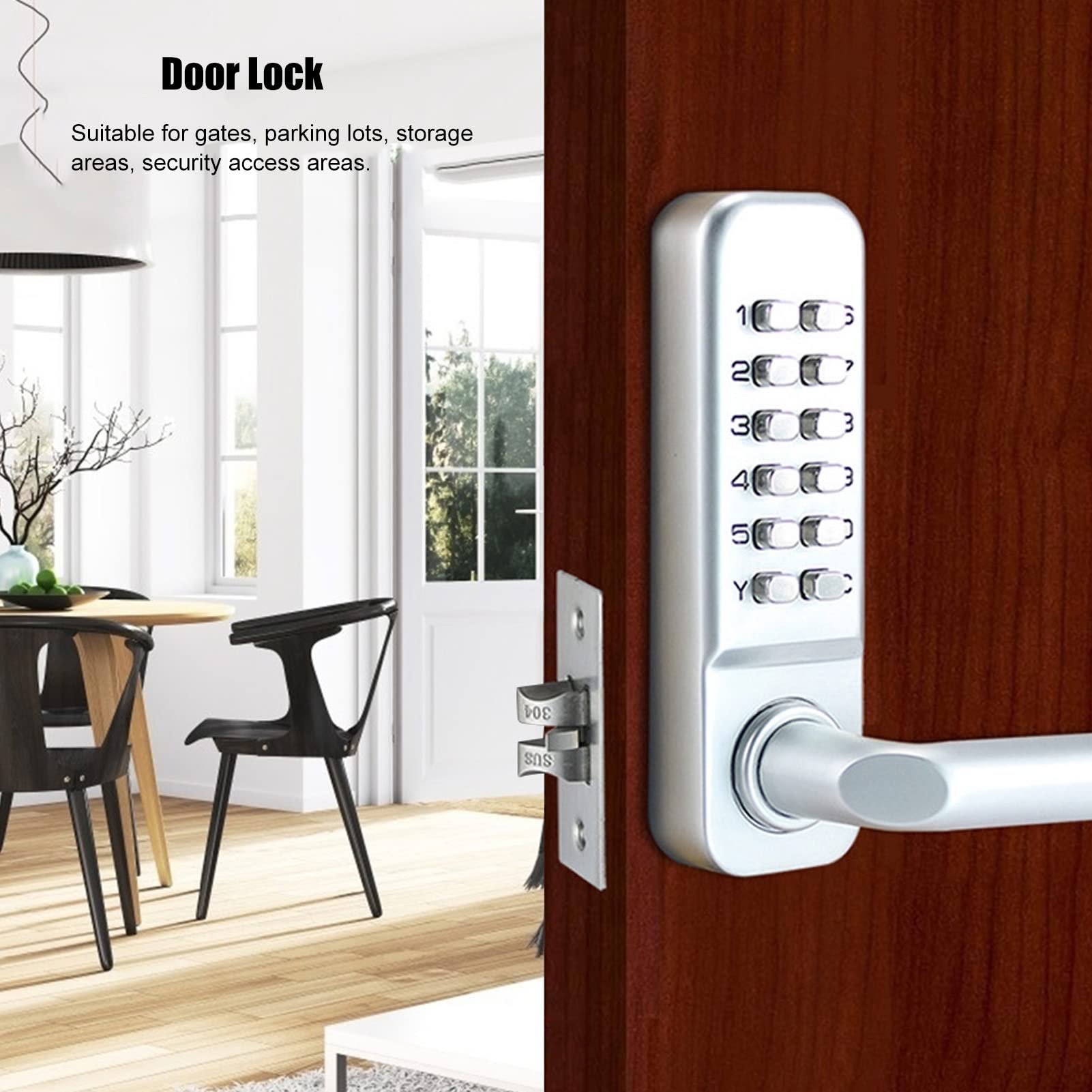 Garosa Keyless Entry Door Lock - Mechanical Combination Gate Lock with Keypad & Password Security - Double-Sided Keypads & Handle for Outdoor Gates, Fences (Ideal for Homes, Apartments, Warehouses & Commercial Properties)