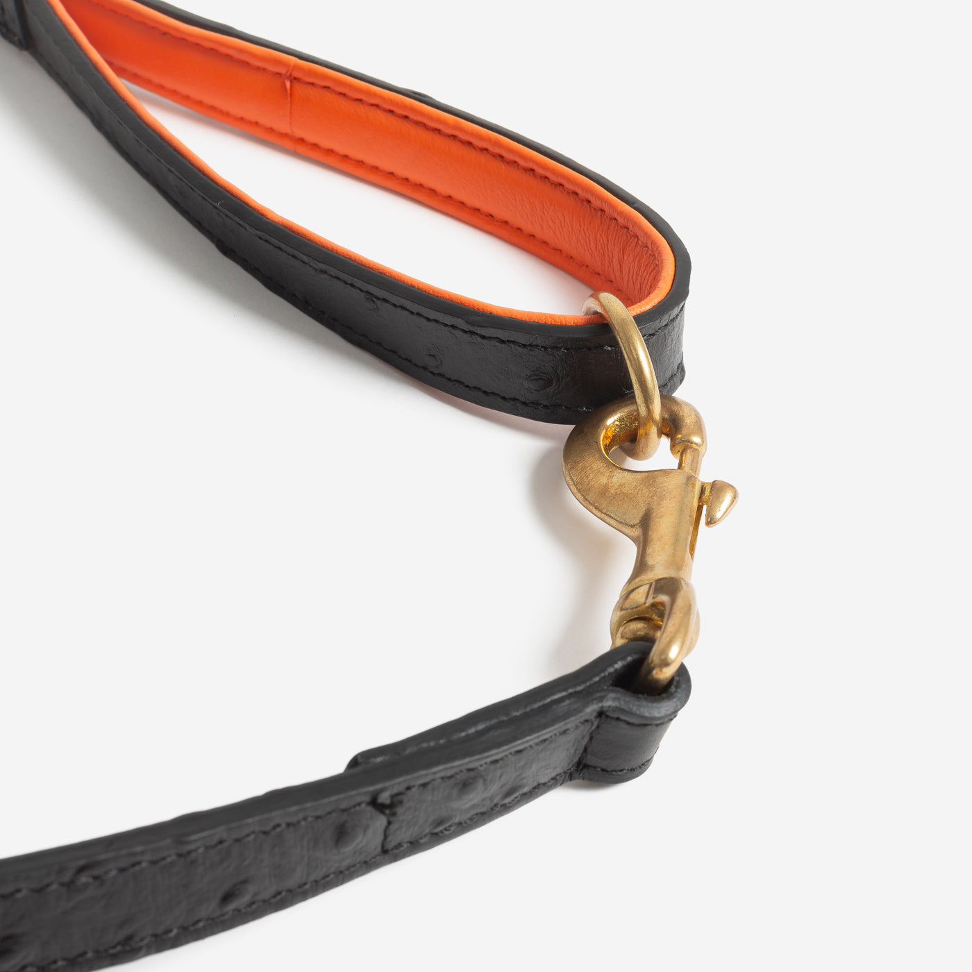 Premium Ostrich Leather Dog Lead - Black & Orange - Durable & Stylish Dog Leash for Large & Small Breeds - Perfect for Walks, Training & Outdoor Adventures by Lords & Labradors