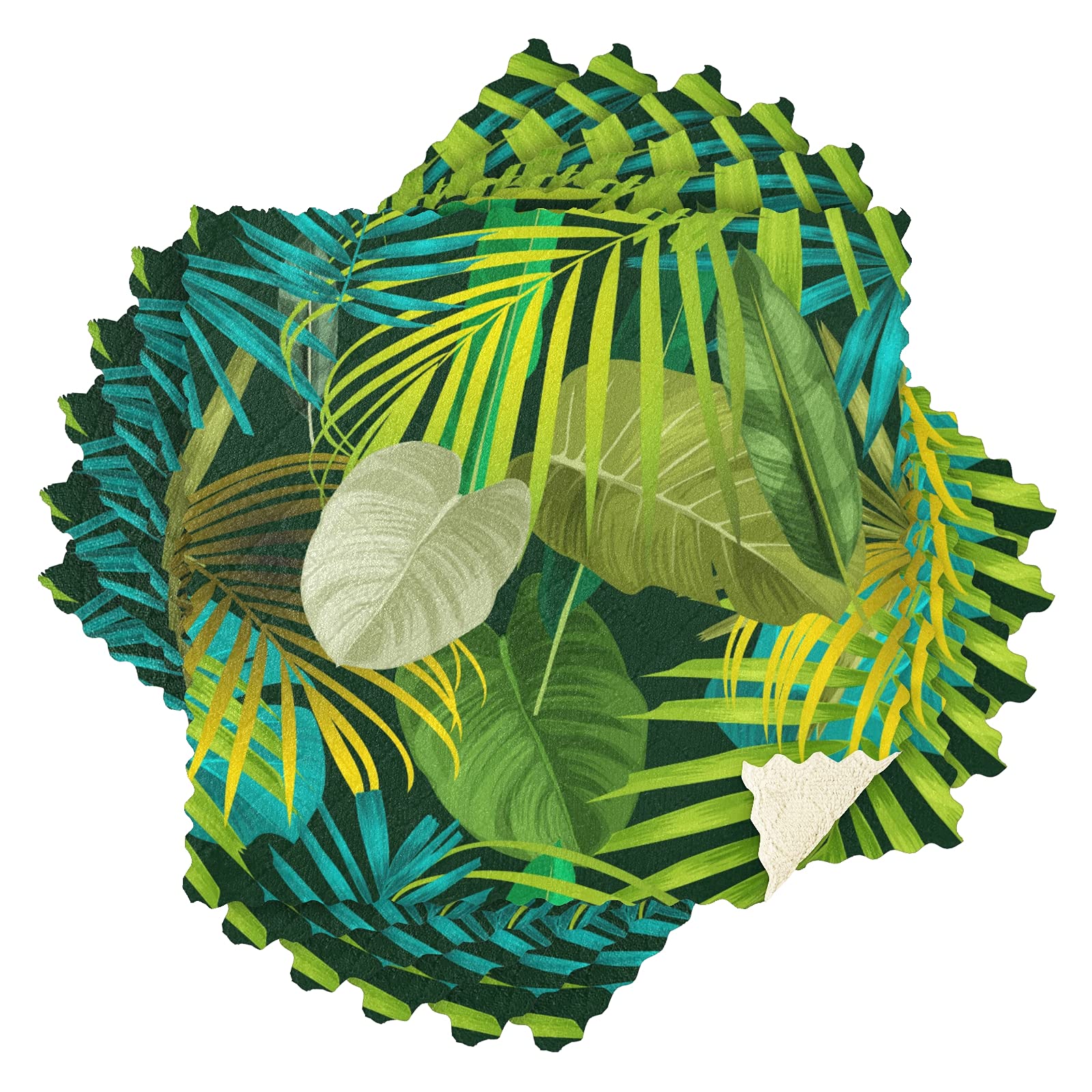 ALAZA 6 Pack Green Palm Leaves Monstera Pattern Kitchen Towels - Super Soft & Fast Drying Dishcloths, Tea Towels (11x11 Inches) for Kitchen, Bar, Dining & Home Decor