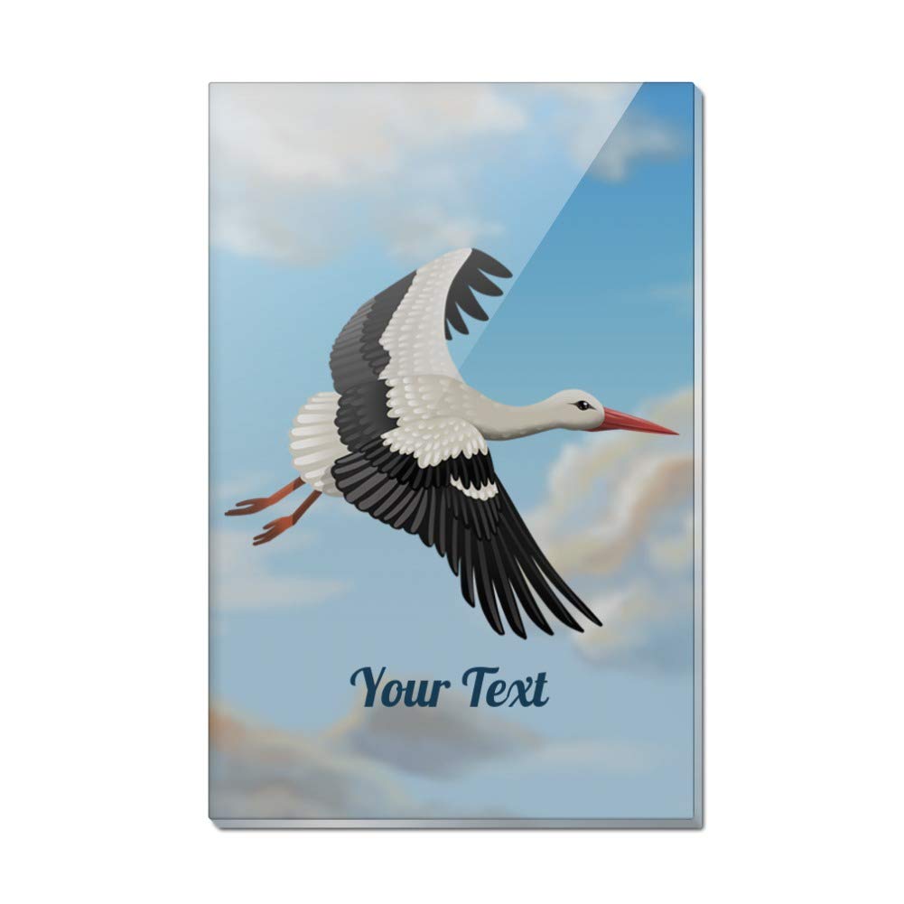 Personalized Custom 1 Line Stork Rectangle Acrylic Refrigerator Magnet - Baby Shower Gift, Kitchen Decor & Office Memo Holder