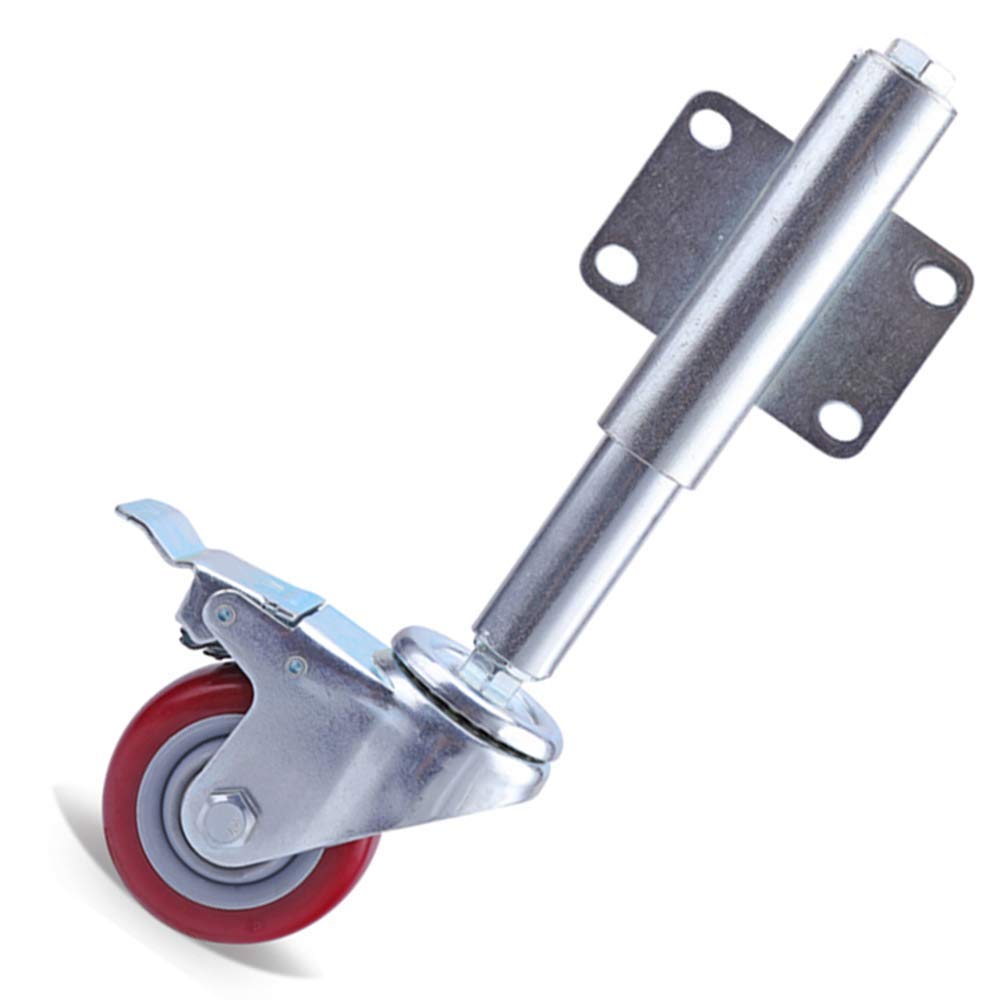 LXTIN Heavy Duty 100mm Caster Wheels with Brakes - Spring Gate Swivel Castors, Polyurethane Trolley Wheels for Furniture, Cabinets, Workbenches & Industrial Equipment | Smooth Rolling & Durable Metal Casters for Home, Office & Warehouse Use