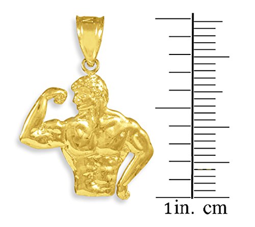 10k Yellow Gold Bodybuilder Sports Pendant Necklace for Men - Gym & Workout Jewelry - Weightlifting & Fitness Gift Idea - Durable Gold Chain for Athletes & Bodybuilders