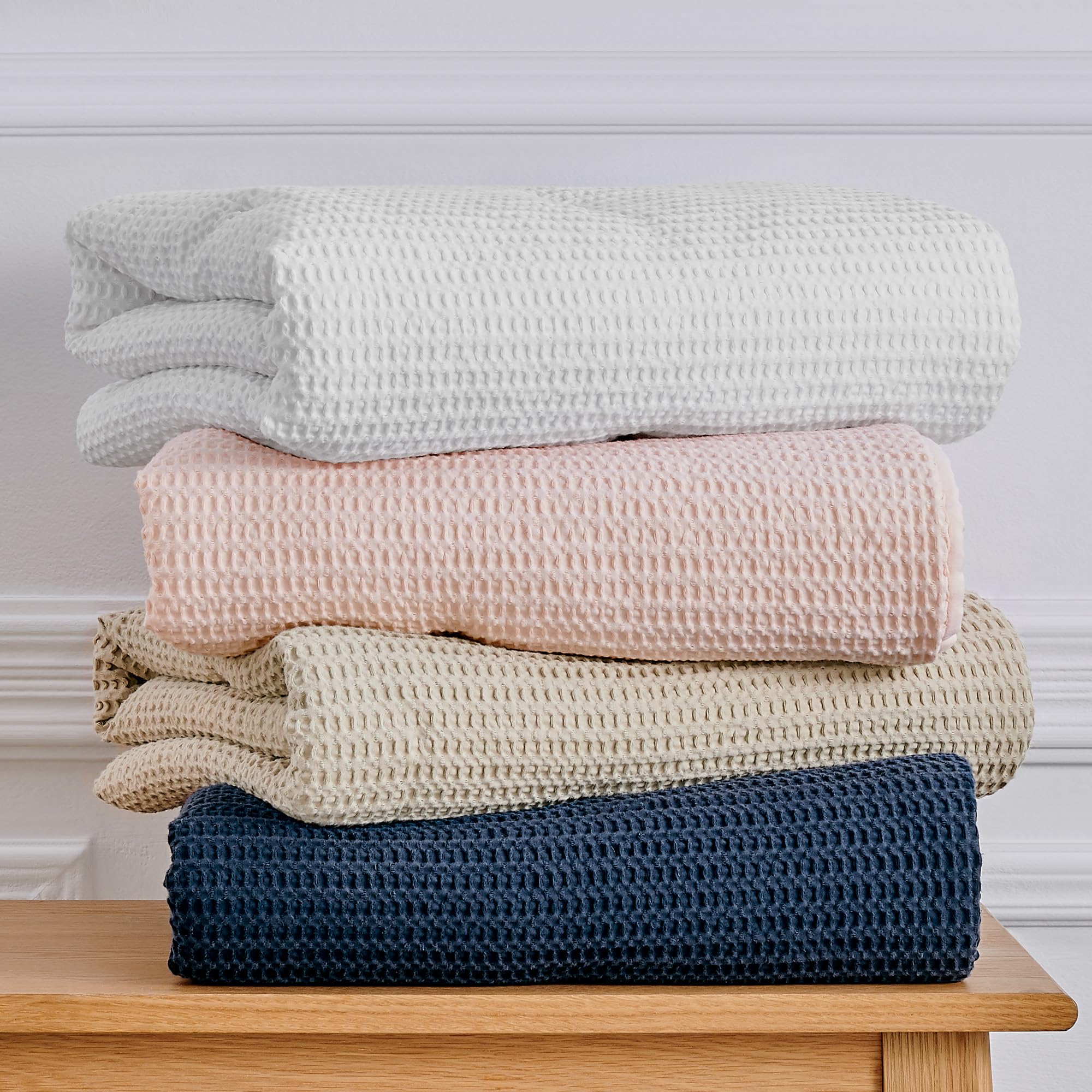 Levtex Baby Mills Waffle Crib Bedding Set - 4 Piece Nursery Set with Quilt, Fitted Sheet, Dust Ruffle & Rope Basket - Soft Taupe Textured Waffle Weave for Baby Boy & Girl - Perfect for Newborn Nursery, Baby Shower Gift & Cozy Sleep