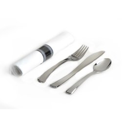 SharpTools Glimmerware 3-Piece Stainless Steel Cutlery Set - Salad Fork, Dinner Knife & Teaspoon - Elegant Rolled Silverware for Formal Dining, Wedding Gifts & Home Entertaining