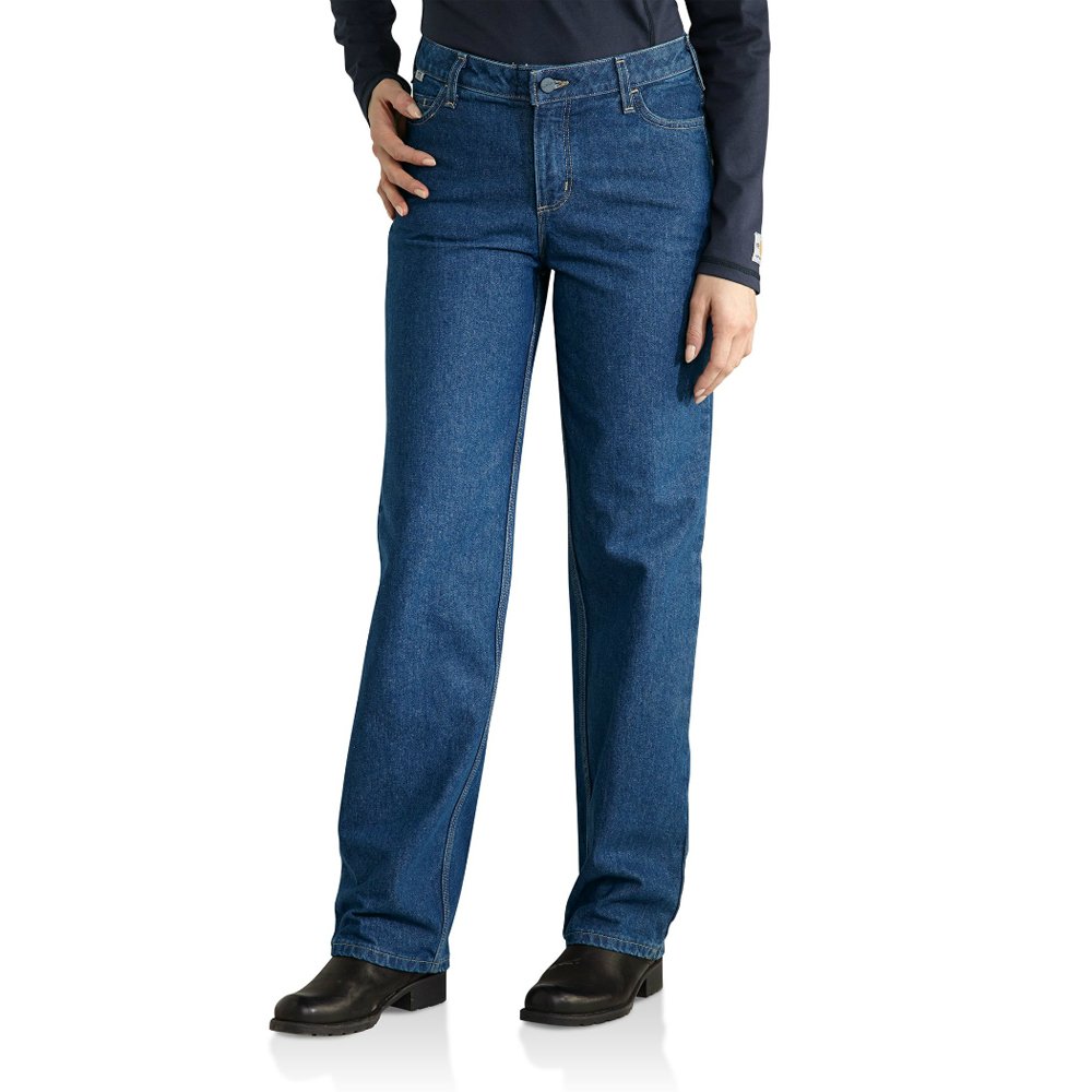 Carhartt Women's Flame Resistant Utility Denim Jeans - Durable Work Pants for Construction, Welding & Outdoor Jobs