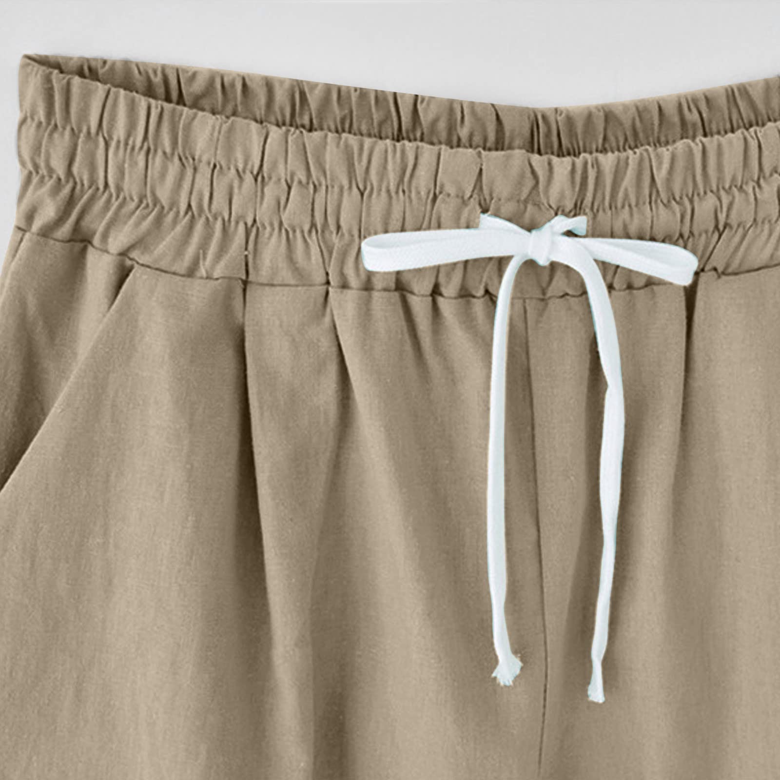AMDBEL Plus Size Linen Bermuda Shorts for Women - Gym & Summer Wear