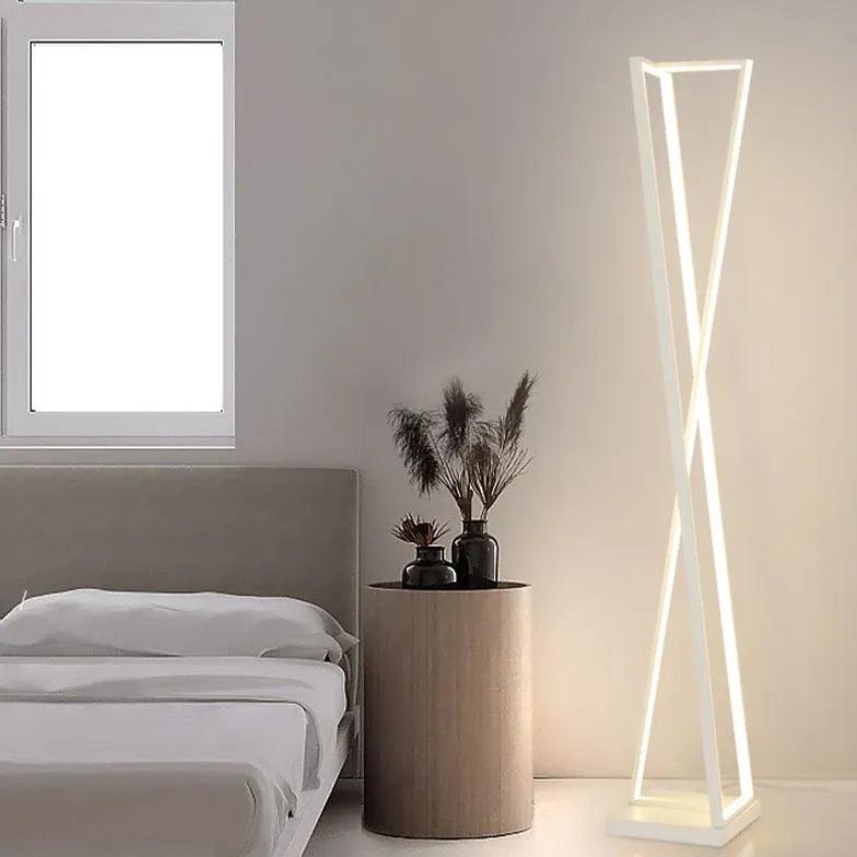 Modern X-Shaped White Plug Tripod Floor Lamp - Adjustable Height for Living Room, Bedroom, or Office Lighting
