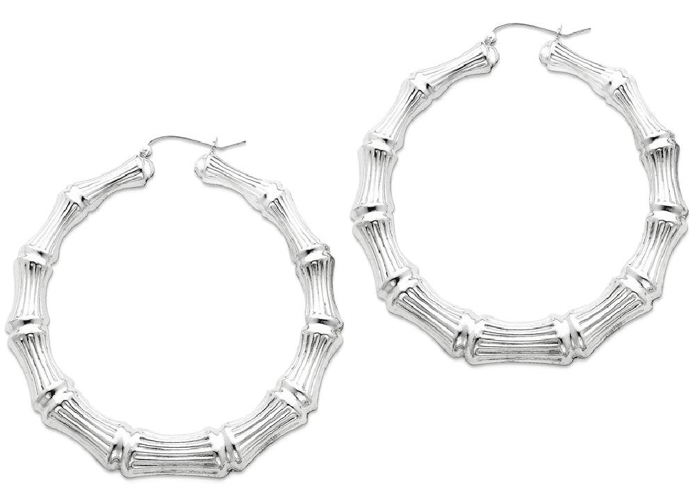 925 Sterling Silver Bamboo Round Extra Large Hoop Earrings for Women | Hypoallergenic Fashion Jewelry | Perfect for Parties, Weddings & Everyday Wear