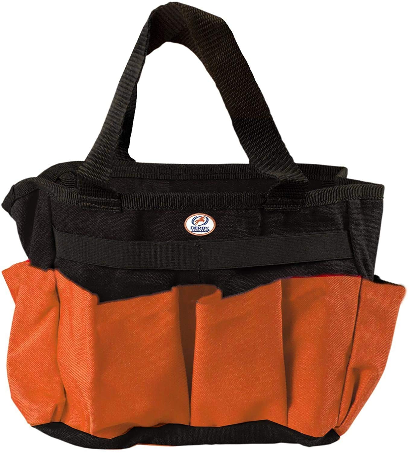 Durable Nylon Horse & Dog Grooming Tote Bag with 6 Pockets & Elastic Straps - Secure Storage for Brushes & Tools (Orange) - Perfect for Stable, Barn & Pet Grooming Sessions