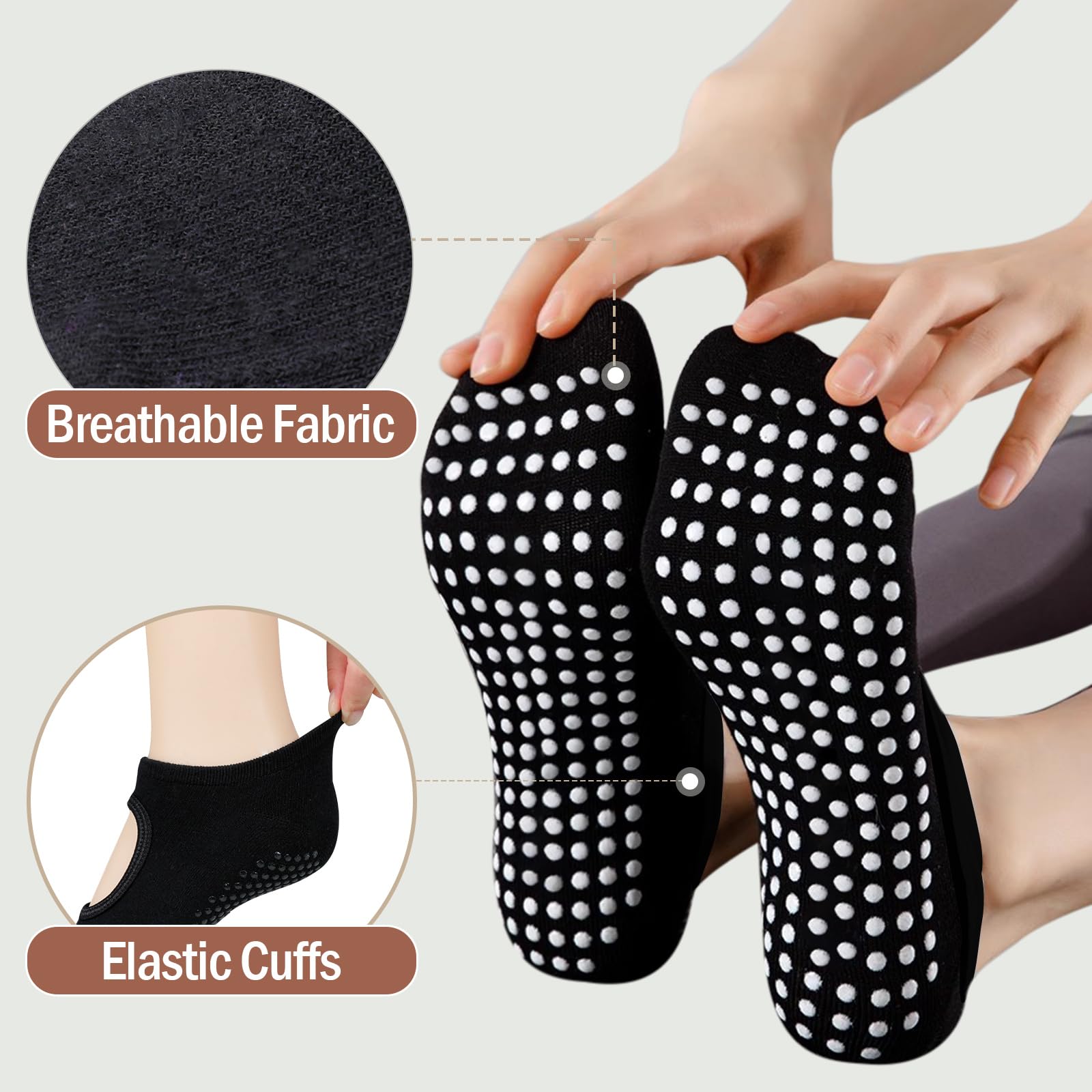 4 Pairs Non-Slip Yoga Socks for Women - Toeless Grip Pilates, Barre & Ballet Socks with Elastic Design - Perfect for Yoga, Dance, Gym Workouts & Home Exercise
