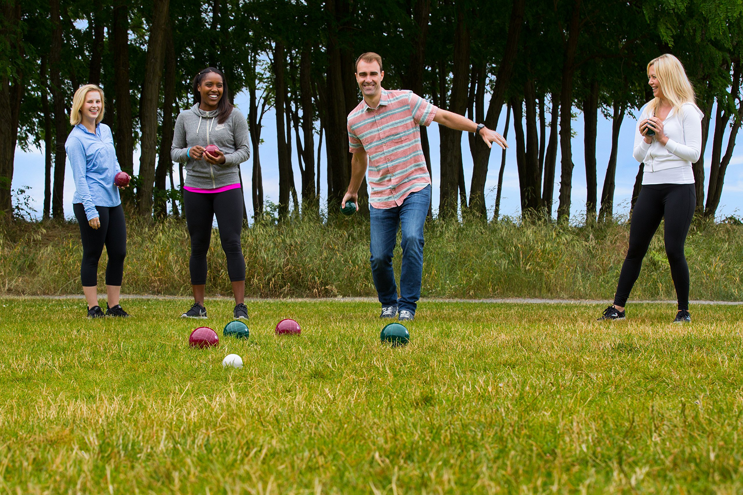 Baden Champions Bocce Ball Set – Official Size 107mm & Weight 920g with Carry Case, Measuring Tape & 6-Player Croquet Set – Perfect for Backyard Games, Picnics, Beach Outings and Family Gatherings