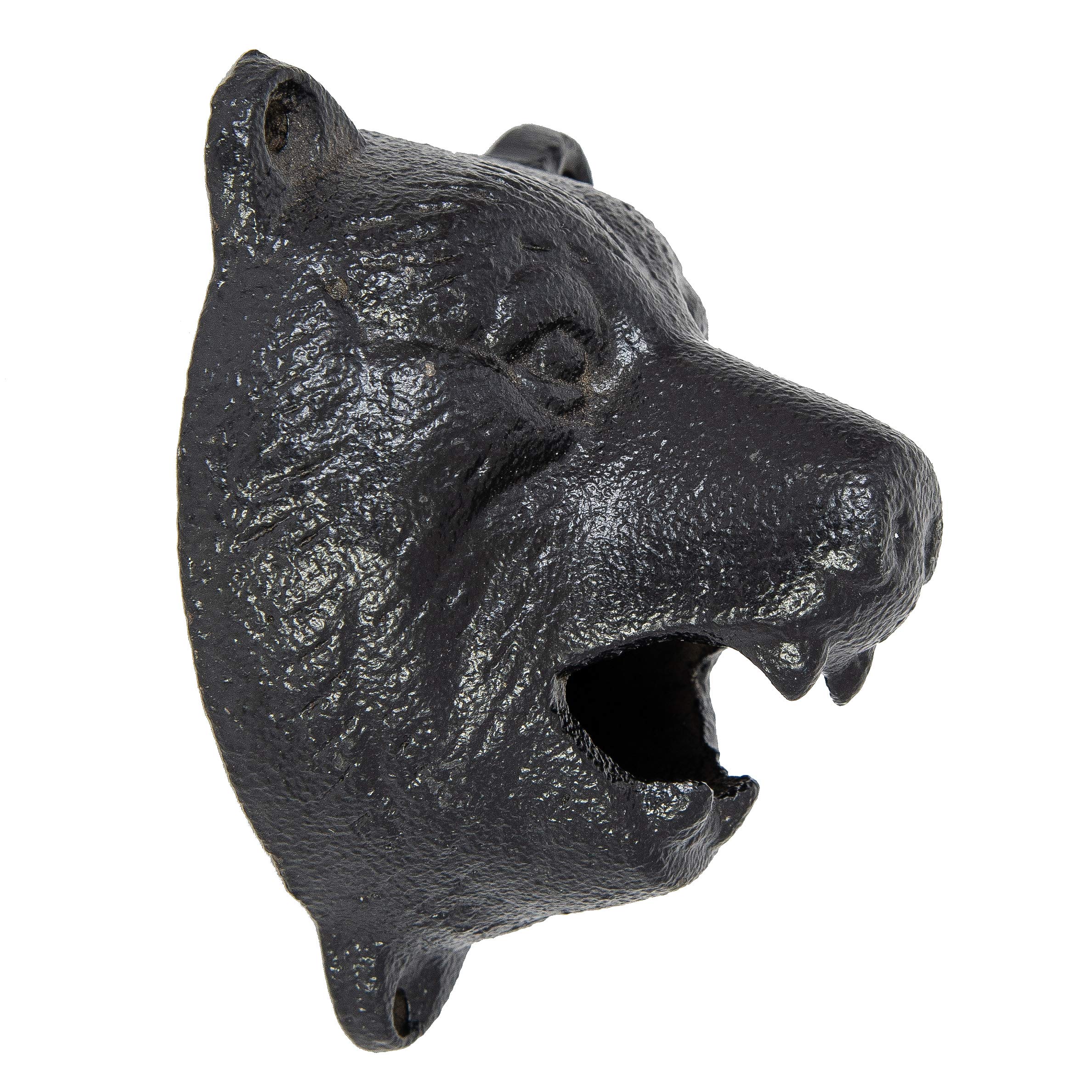 Vintage Cast Iron Bear Bottle Opener Wall Mount - 3 Inch Rustic Bar Decor for Home, Kitchen, Man Cave, or Outdoor BBQ Party Accessories