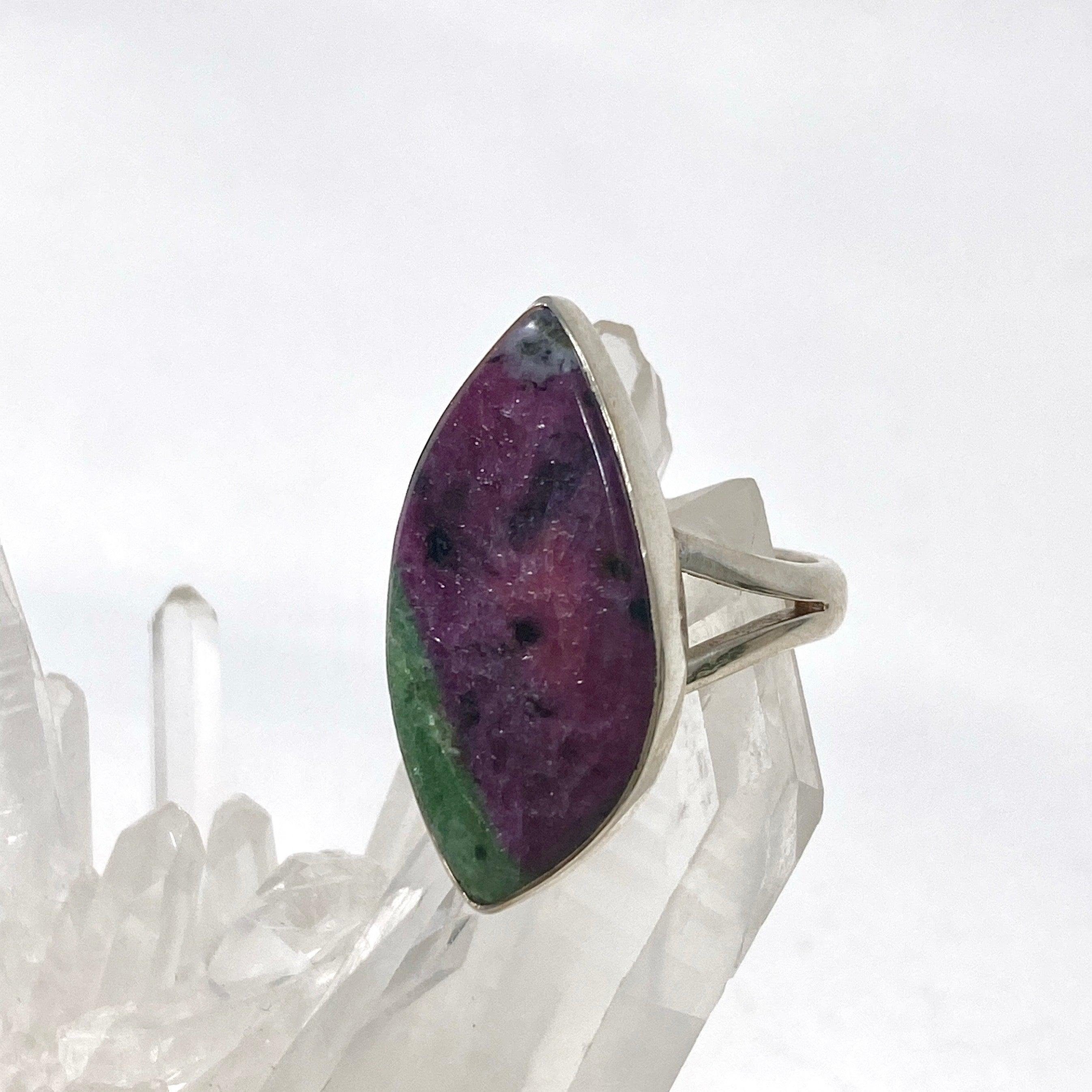 Natural Ruby in Zoisite Marquise Ring - Size 9 - KRGJ2444 - Elegant Jewelry for Women, Perfect for Weddings, Parties & Special Occasions