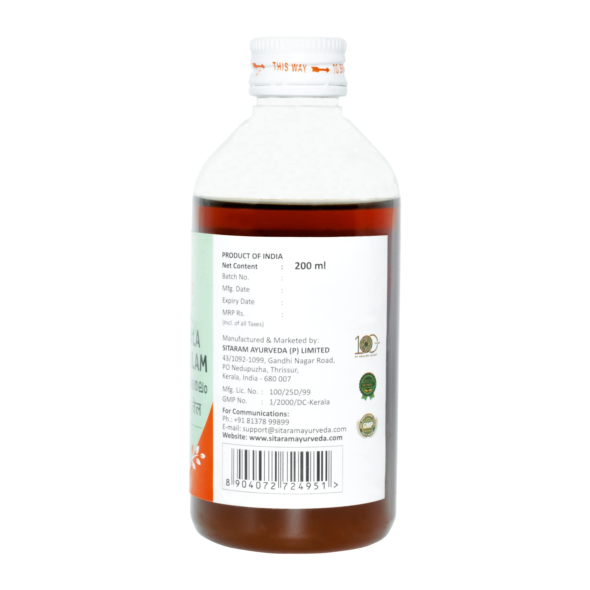 Sitaram Ayurveda Chandanbala Lakshadi Thailam - 100% Pure Ayurvedic Oil for Hair Growth & Scalp Care (200ml) | Natural Remedy for Dry Scalp, Dandruff & Hair Fall | Perfect for Daily Ayurvedic Hair Massage & Holistic Hair Care Routine