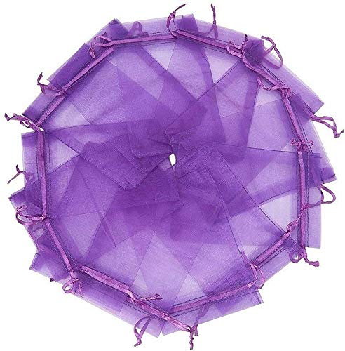 50 Pack Sheer Coral Organza Gift Bags - Elegant Jewelry Pouches for Wedding Favors, Party Decor & Special Occasions | Perfect for Bridal Showers, Birthday Gifts & Jewelry Storage