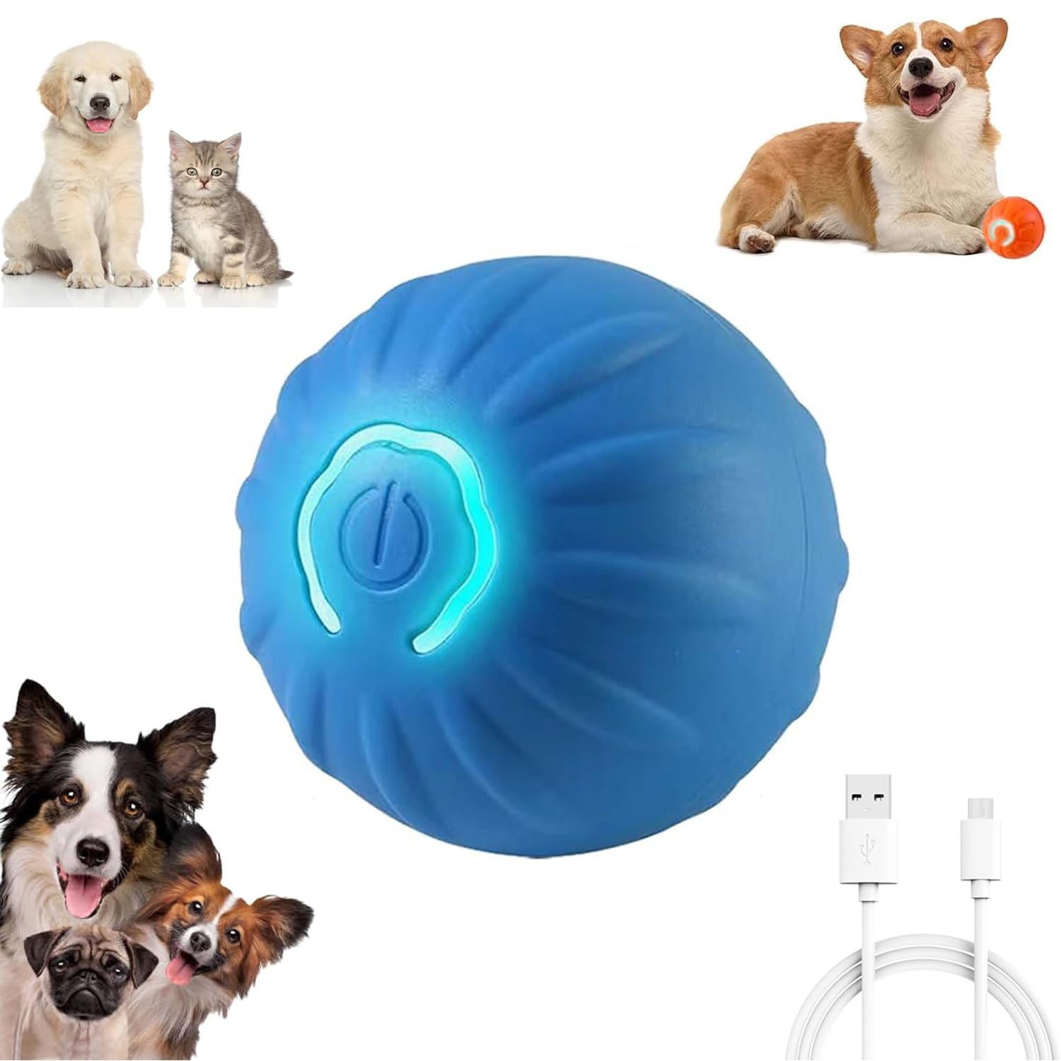 Interactive Shaky Ball Toy for Dogs - Vibrating & Automatic Moving Dog Ball for Small, Medium & Large Breeds - Blue Pet Toy for Indoor & Outdoor Play