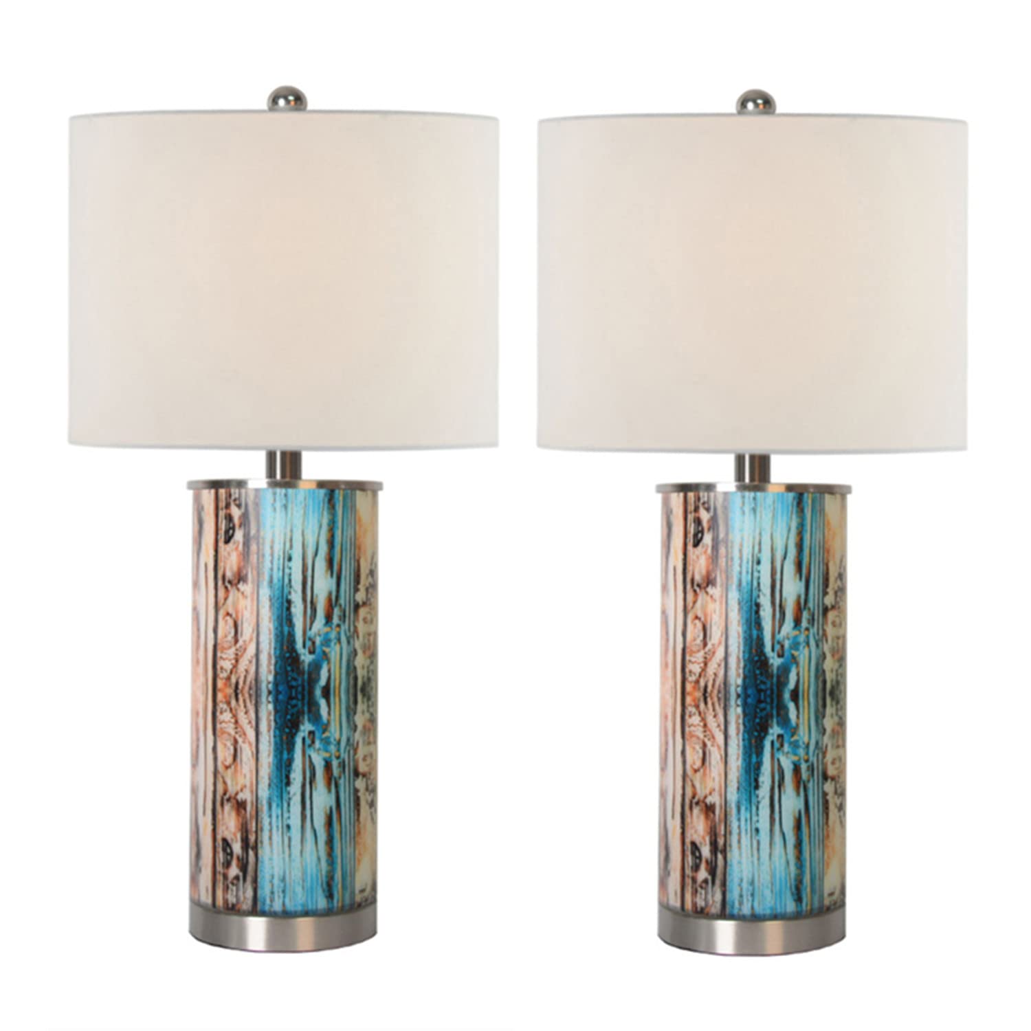 Maxax Traditional Table Lamps Set of 2 - 25.5 Inch Colorful Glass Bedside Nightstand Lamps for Living Room, Bedroom, Office - Perfect for Reading, Decor, and Ambient Lighting