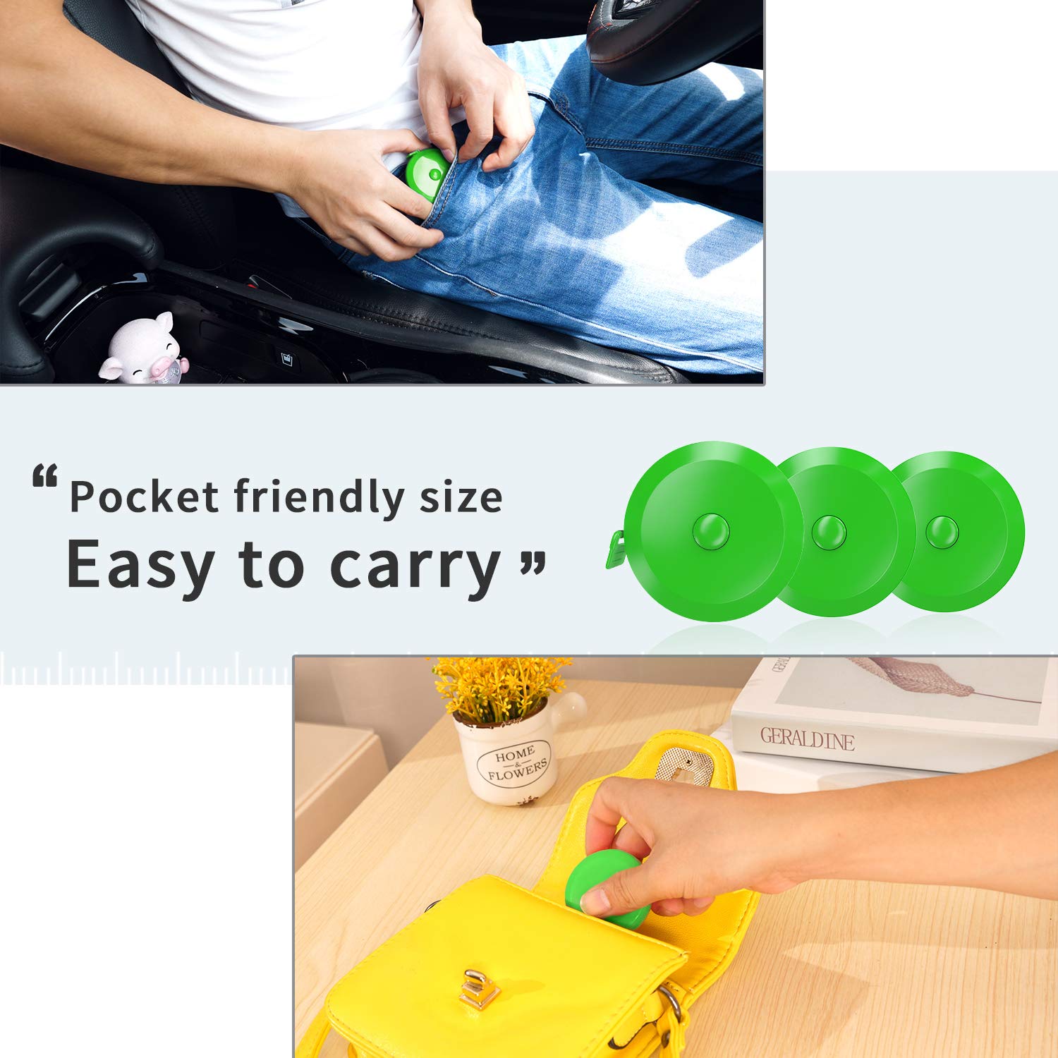 DiCUNO 60-Inch Soft Retractable Measuring Tape - 1.5 Meter Flexible Sewing Tailor Tape Measure (3 Pack Green) for Body Measurement, Dieting, Craft & Fabric Projects - Perfect for Sewing, Weight Loss Tracking & DIY Fashion Design