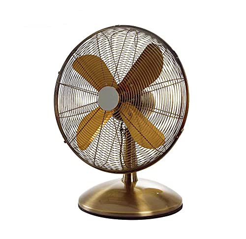 Vintage Retro Metal Table Fan - 10 Inch Portable Oscillating Desk Fan with 3 Speed Settings, Ultra Quiet Operation - Perfect for Home, Office, Dorm Room & Bedroom Cooling (Green Bronze) | Home Decor & Summer Essential