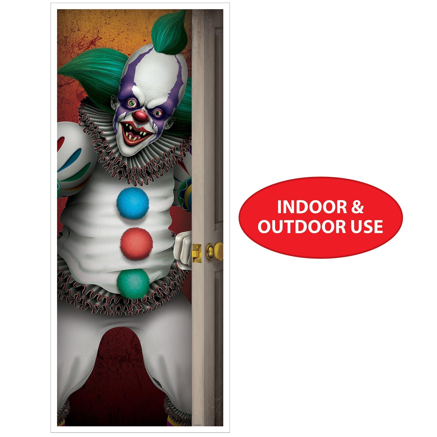 12 Pack Beistle Halloween Creepy Clown Door Cover Decorations - Scary Party Supplies for Indoor & Outdoor Halloween Decor, Haunted House, Spooky Party Backdrop