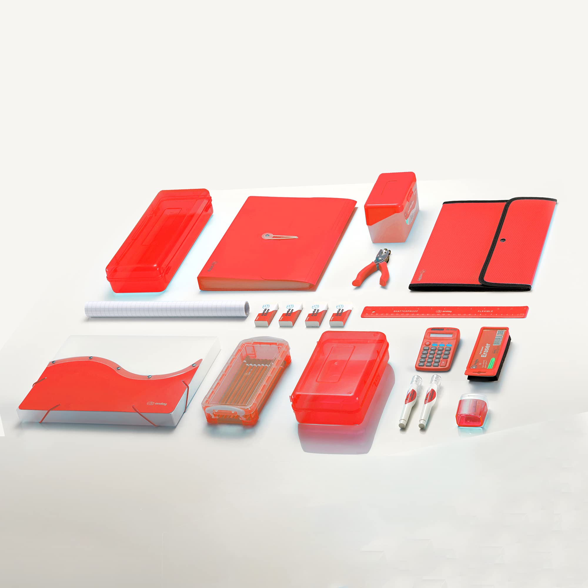Enday 3x5 Index Card Holder - Red, Flip Top Note Flash Card Organizer Case for Recipe Cards, Study Notes & Business Cards - Holds 250 Index Cards - Also in Purple, Green, Blue, Grey, Pink (36 Pack) - Perfect for School, Office & Home Organization