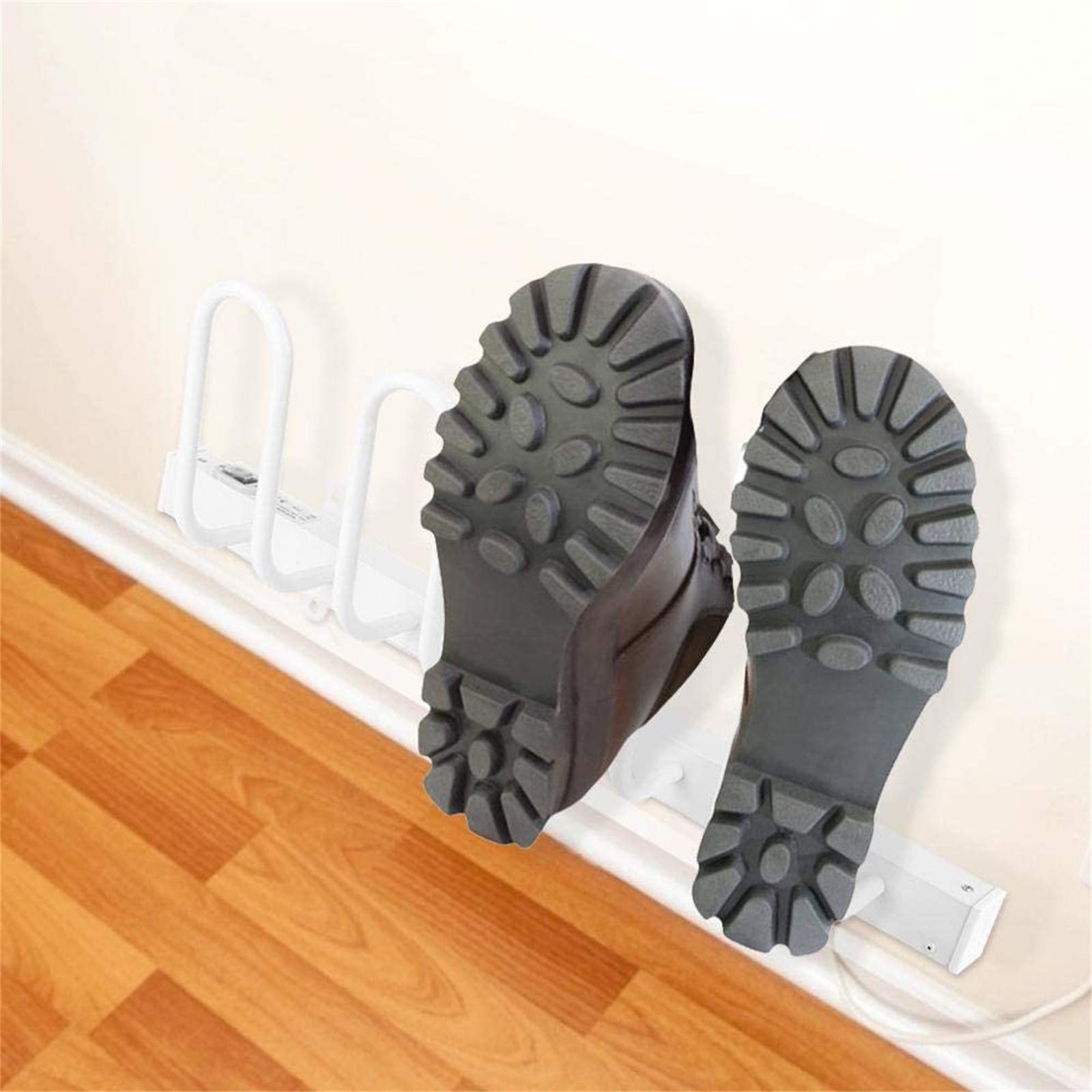 Wall-Mounted Electric Shoe Dryer & Boot Warmer - 2 Pair Capacity, Intelligent Thermostat Control, Fast Drying Shoe Rack for Home & Gym - Perfect for Wet Shoes, Boots, and Sports Gear After Rain or Workout