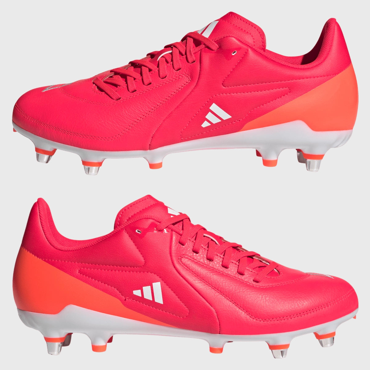 Adidas RS 15 Elite SG Rugby Cleats - Men's Soccer Football Boots in Lucid Red | Firm Ground Studs for Rugby & Soccer Matches, Training, and Outdoor Sports